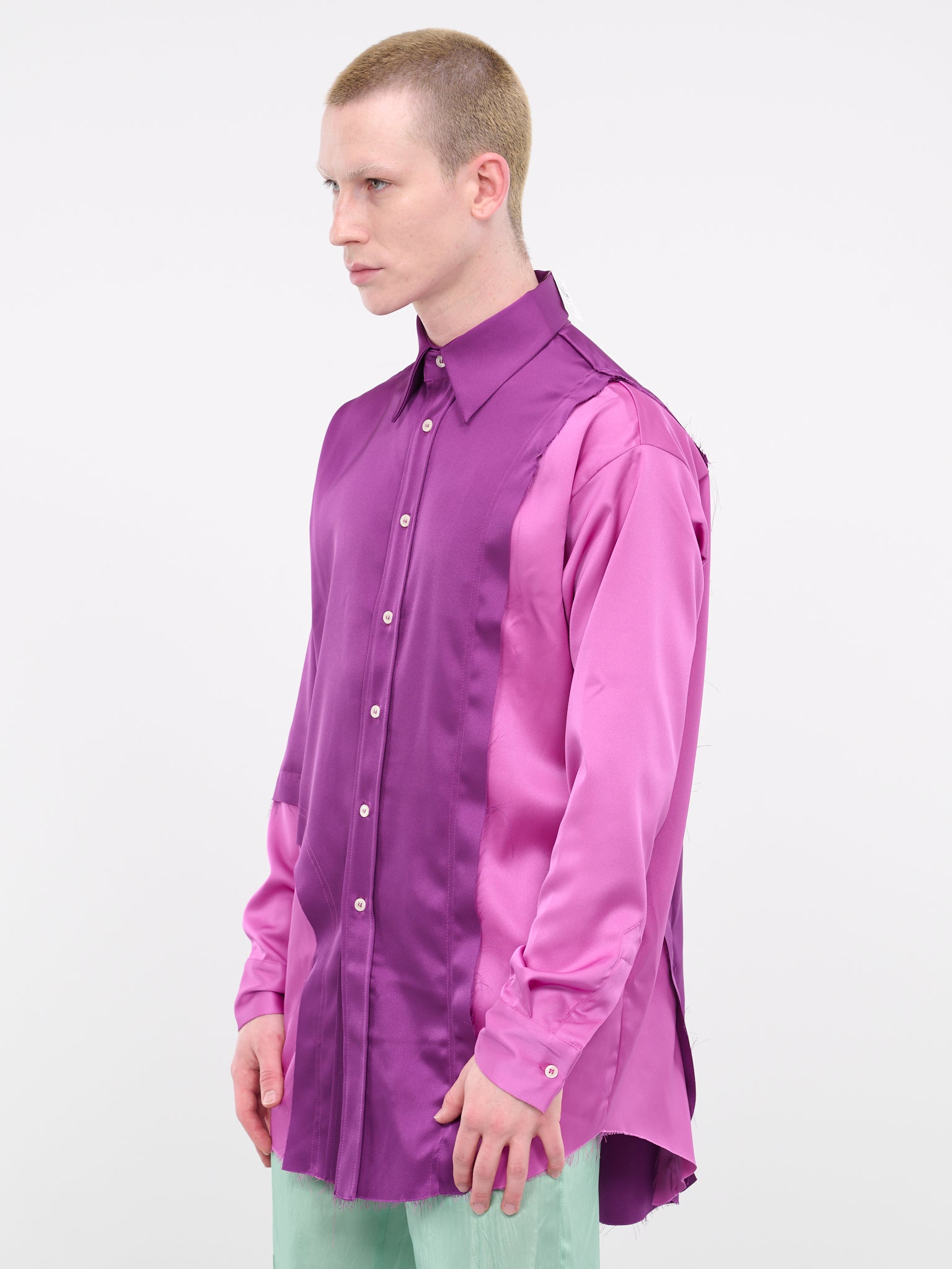 purple silk dress shirt LOCKY purple - silk shirt short sleeves