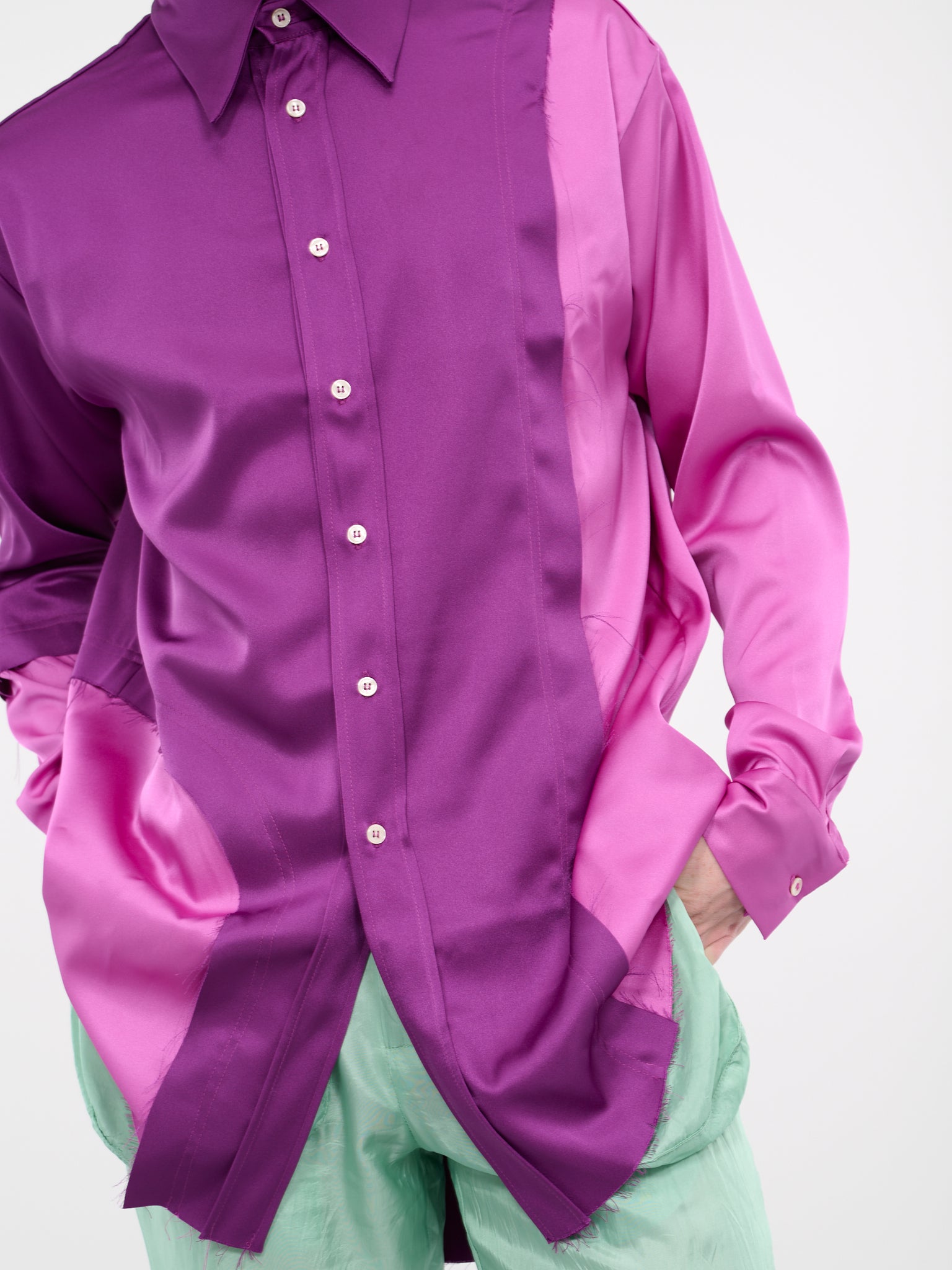 Patched Silk Shirt (S13-PURPLE-LIGHT-PURPLE)