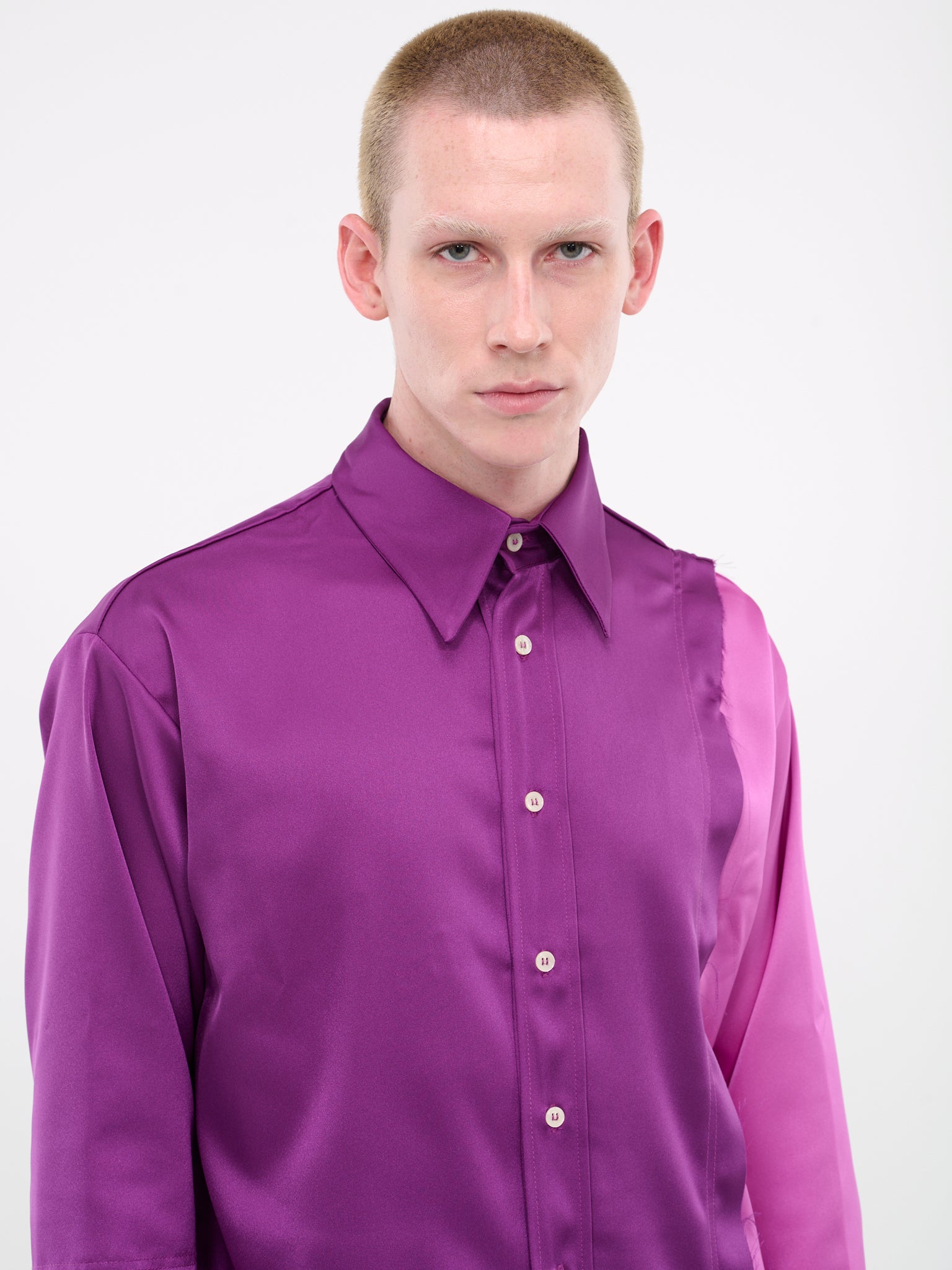 Patched Silk Shirt (S13-PURPLE-LIGHT-PURPLE)