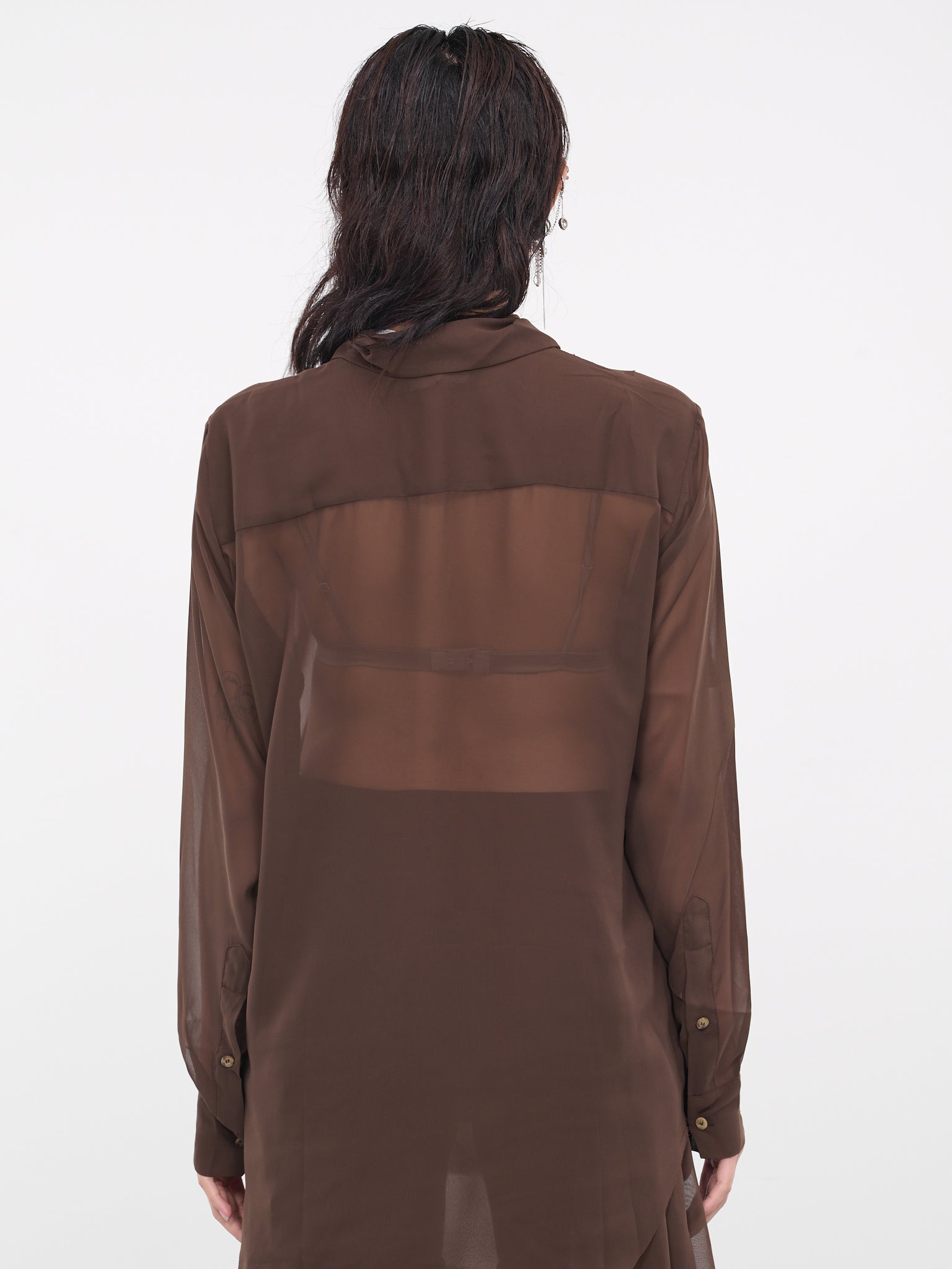 Draped Sheer Shirt (S16-BROWN)