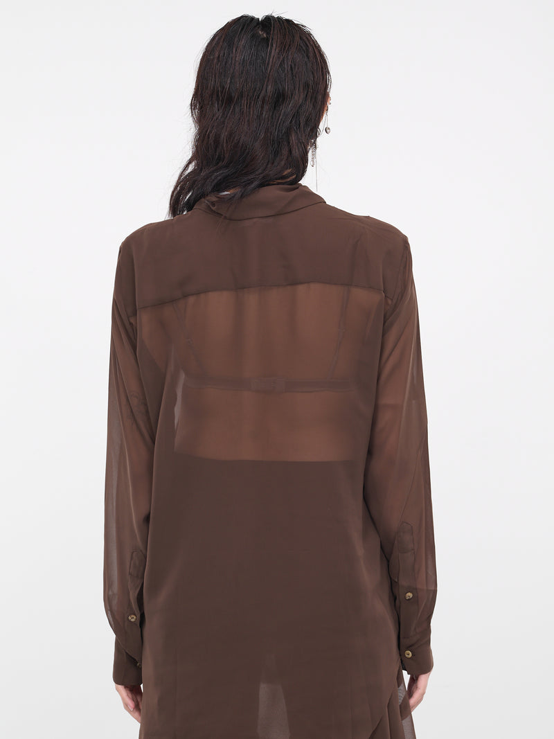 Draped Sheer Shirt (S16-BROWN)