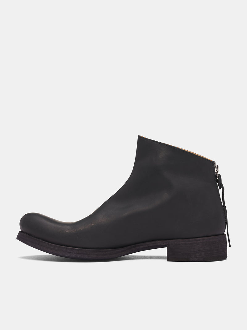 Black Leather Back Zip Boots (S1N2Z-VA-1-5-BLACK)