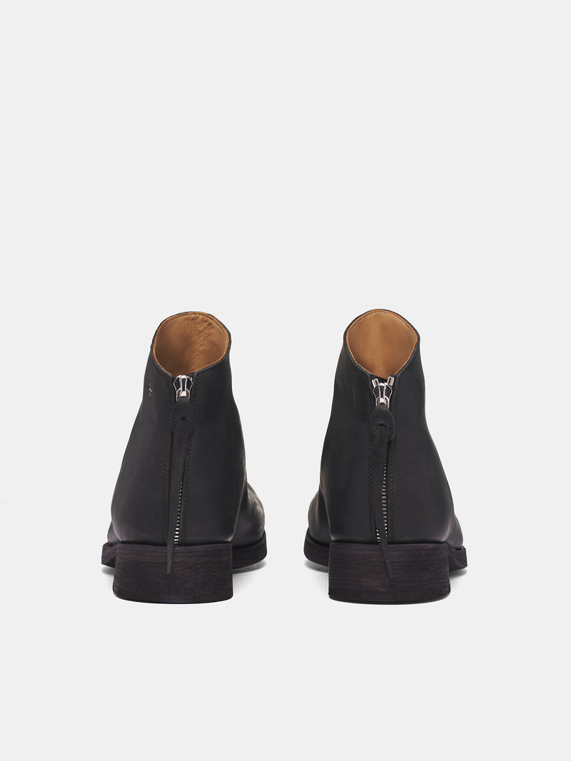 Black Leather Back Zip Boots (S1N2Z-VA-1-5-BLACK)