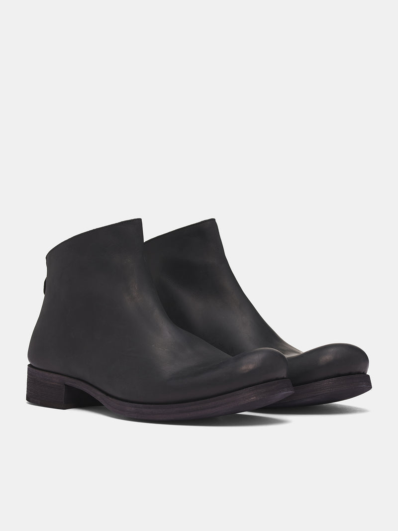 Black Leather Back Zip Boots (S1N2Z-VA-1-5-BLACK)