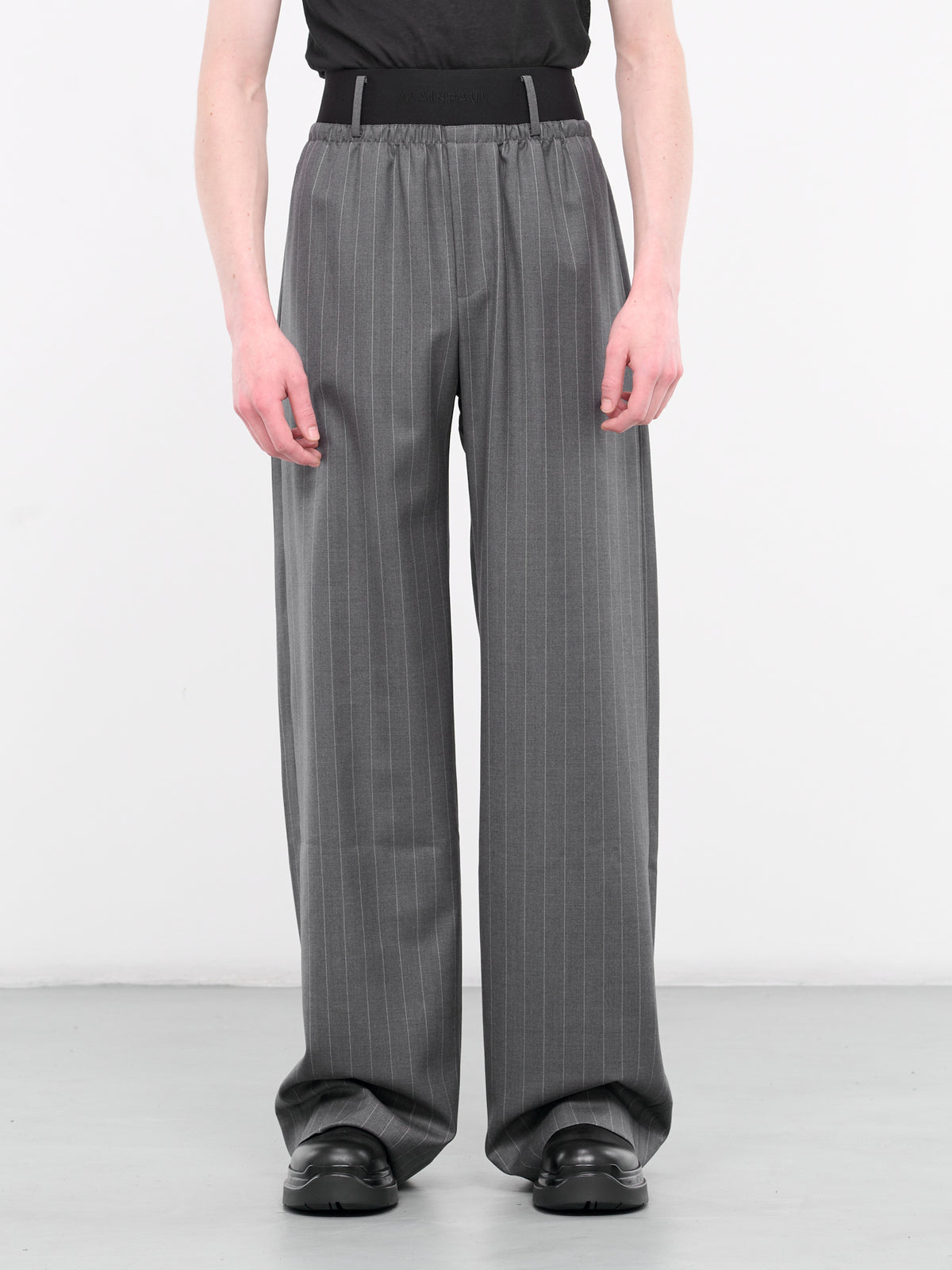 Elasticated Pinstripe Trousers (S1UPA02-GREY-PINSTRIPE)