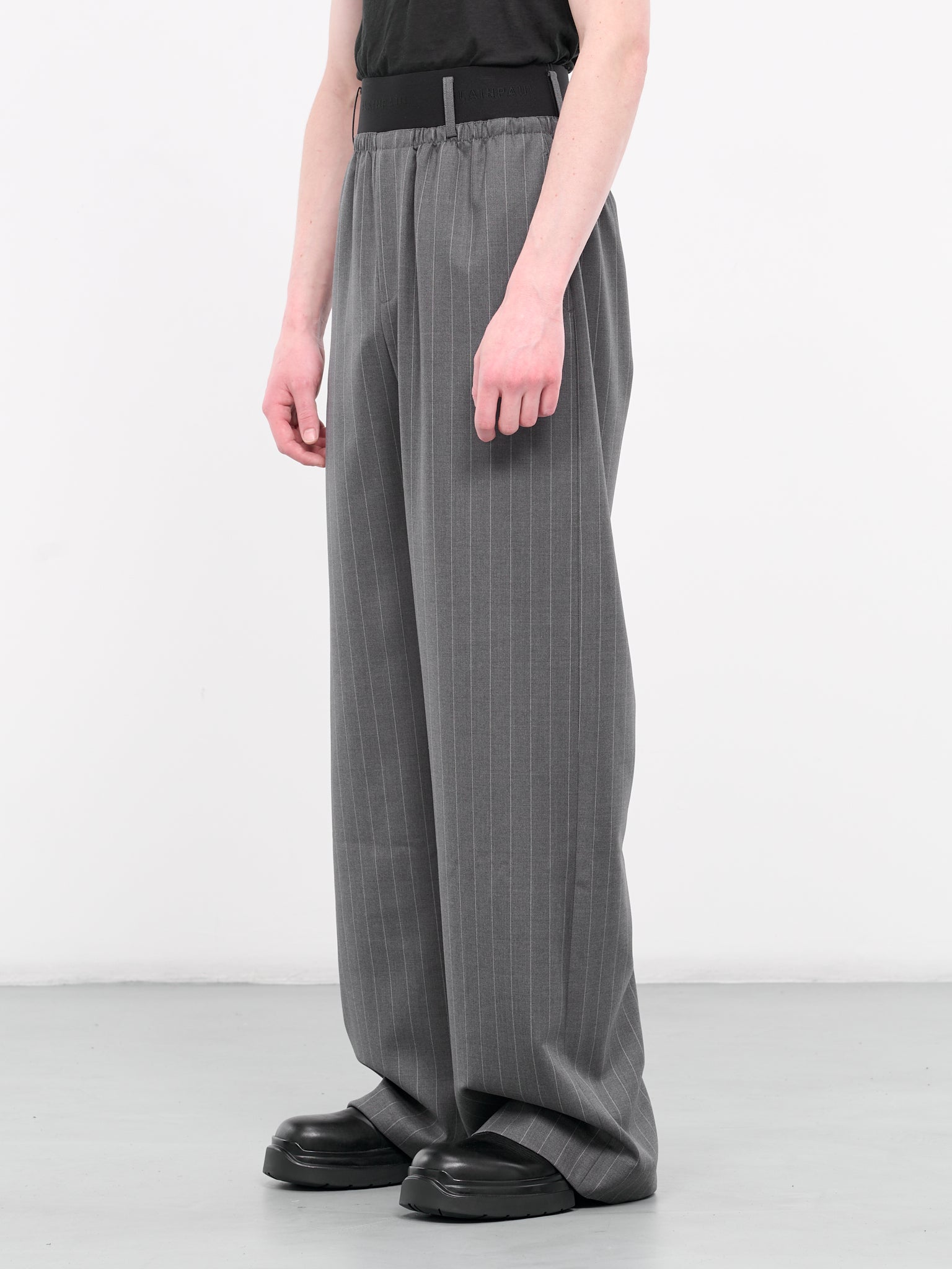 Elasticated Pinstripe Trousers (S1UPA02-GREY-PINSTRIPE)