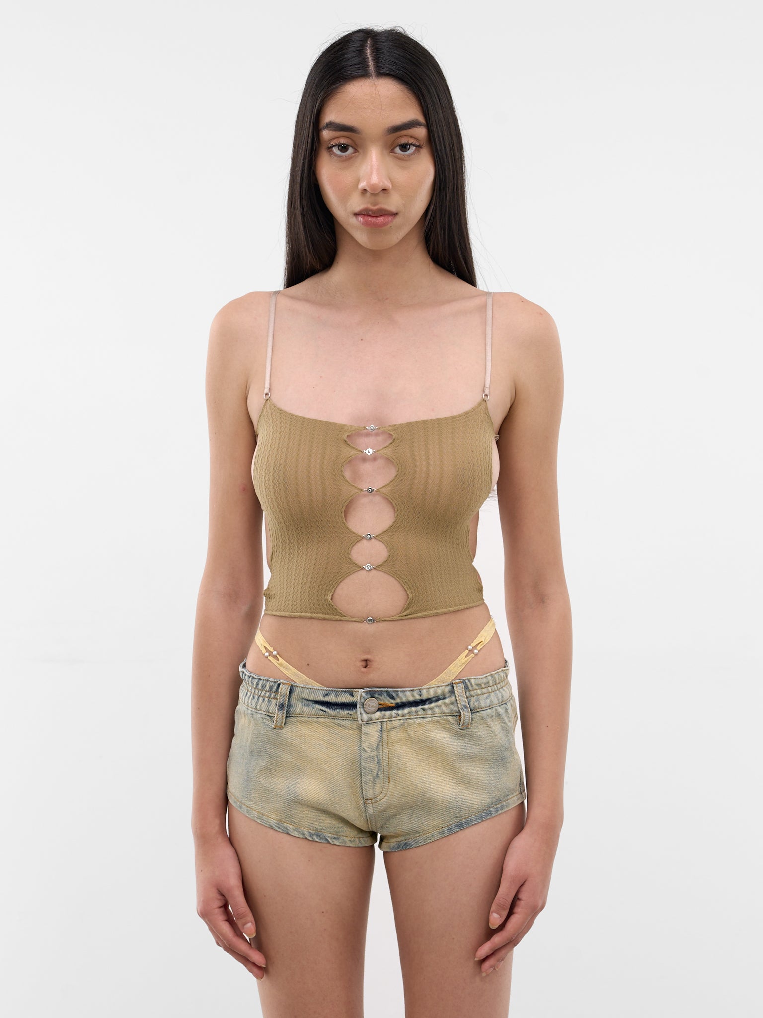Coffee Sheer String Tank Top (S25SF01CO-COFFEE)
