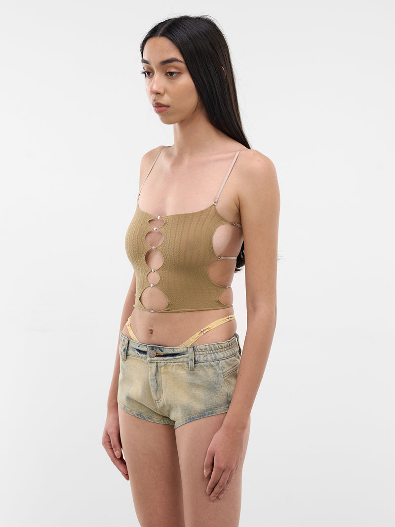 Coffee Sheer String Tank Top (S25SF01CO-COFFEE)