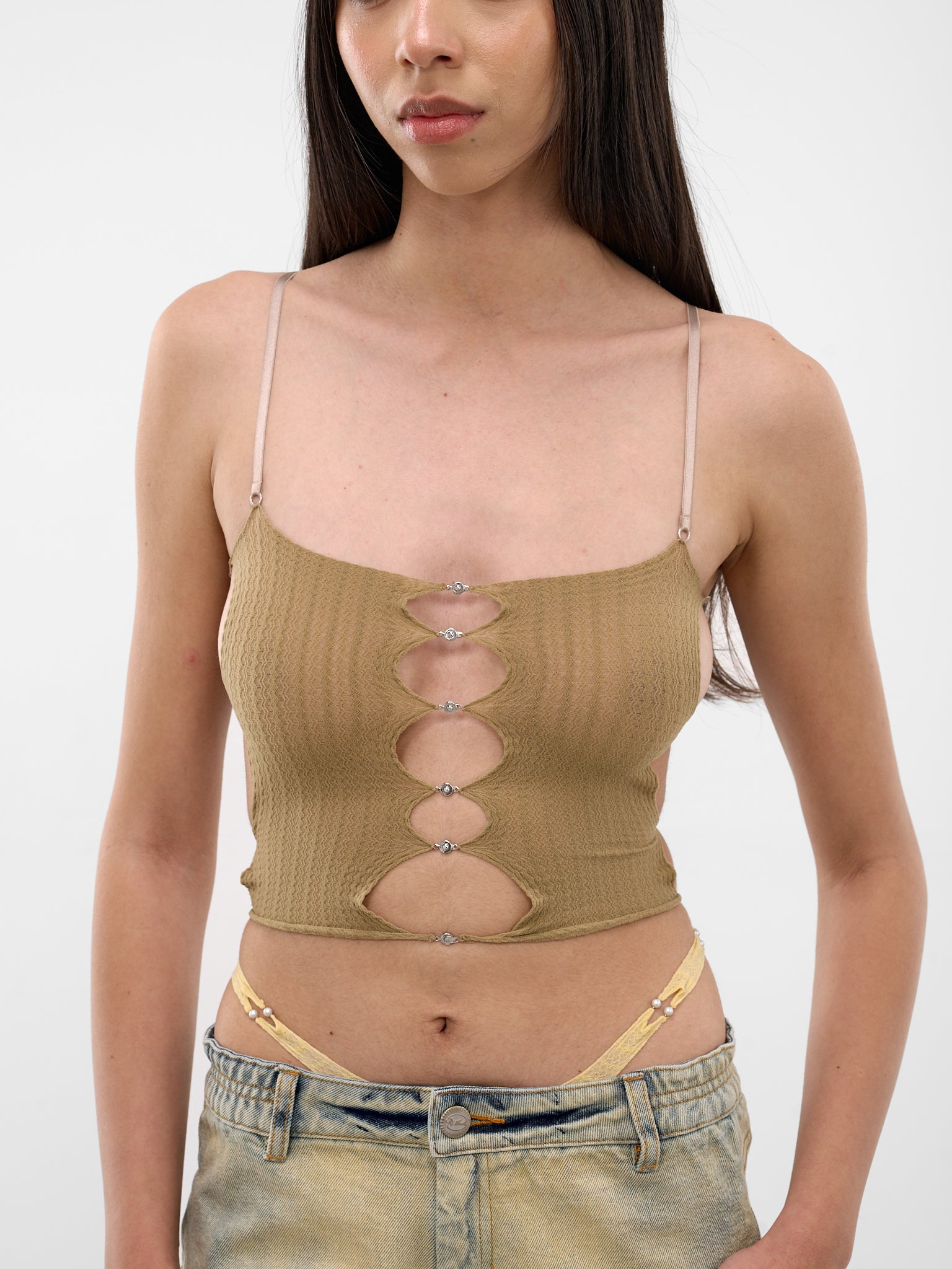 Coffee Sheer String Tank Top (S25SF01CO-COFFEE)