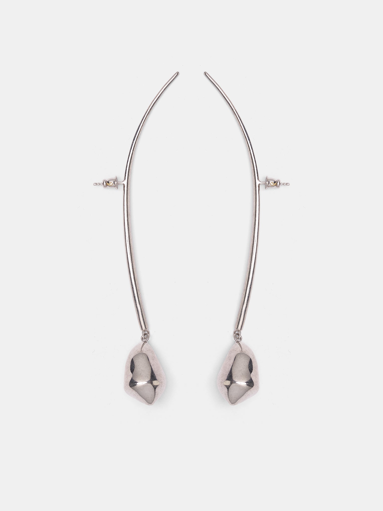 Large Lacrima Rhodium Earrings (S26-EA006-P-SILVER)