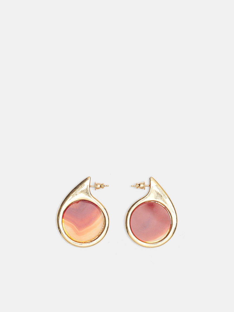 Small Dusk Gold Earrings (S26-EA029-P-RED-AGATE)