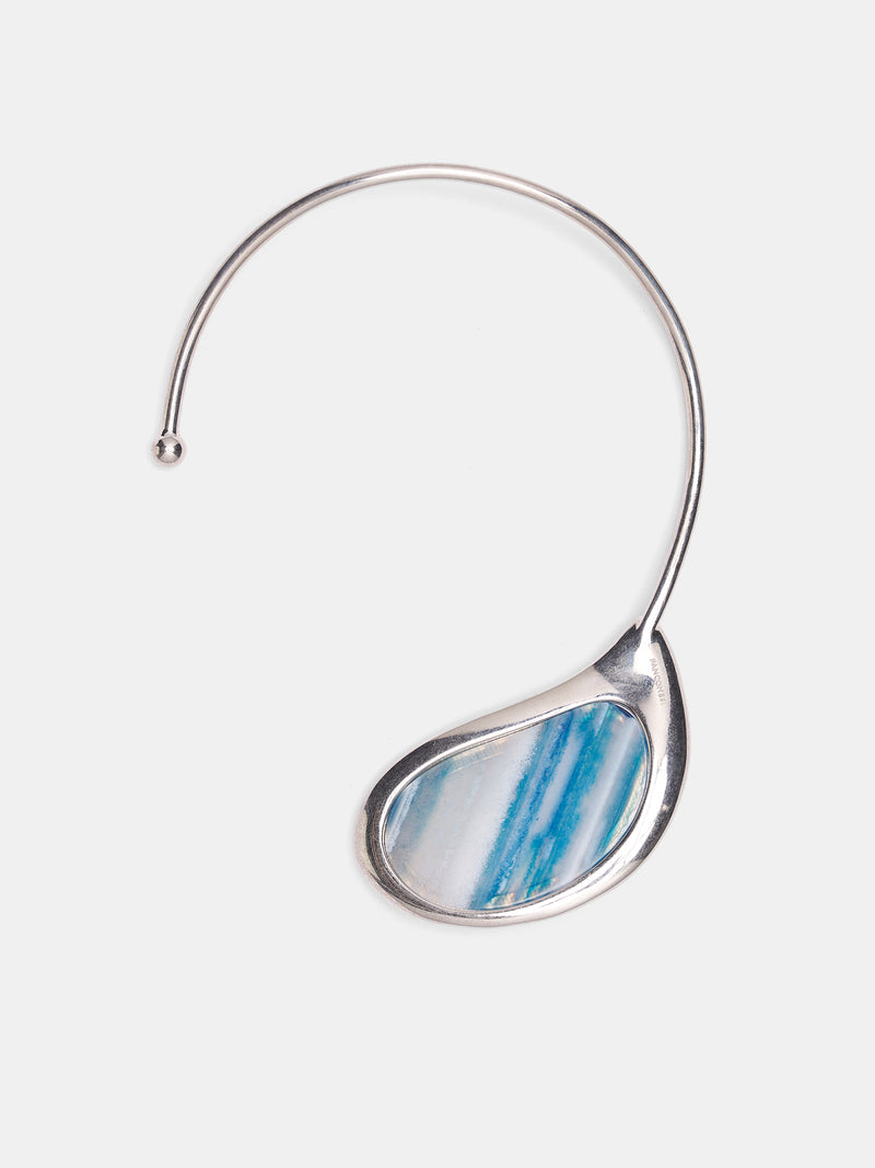 Rhodium Azure Agate Dusk Choker (S26-NE002-S-AZURE-AGATE)