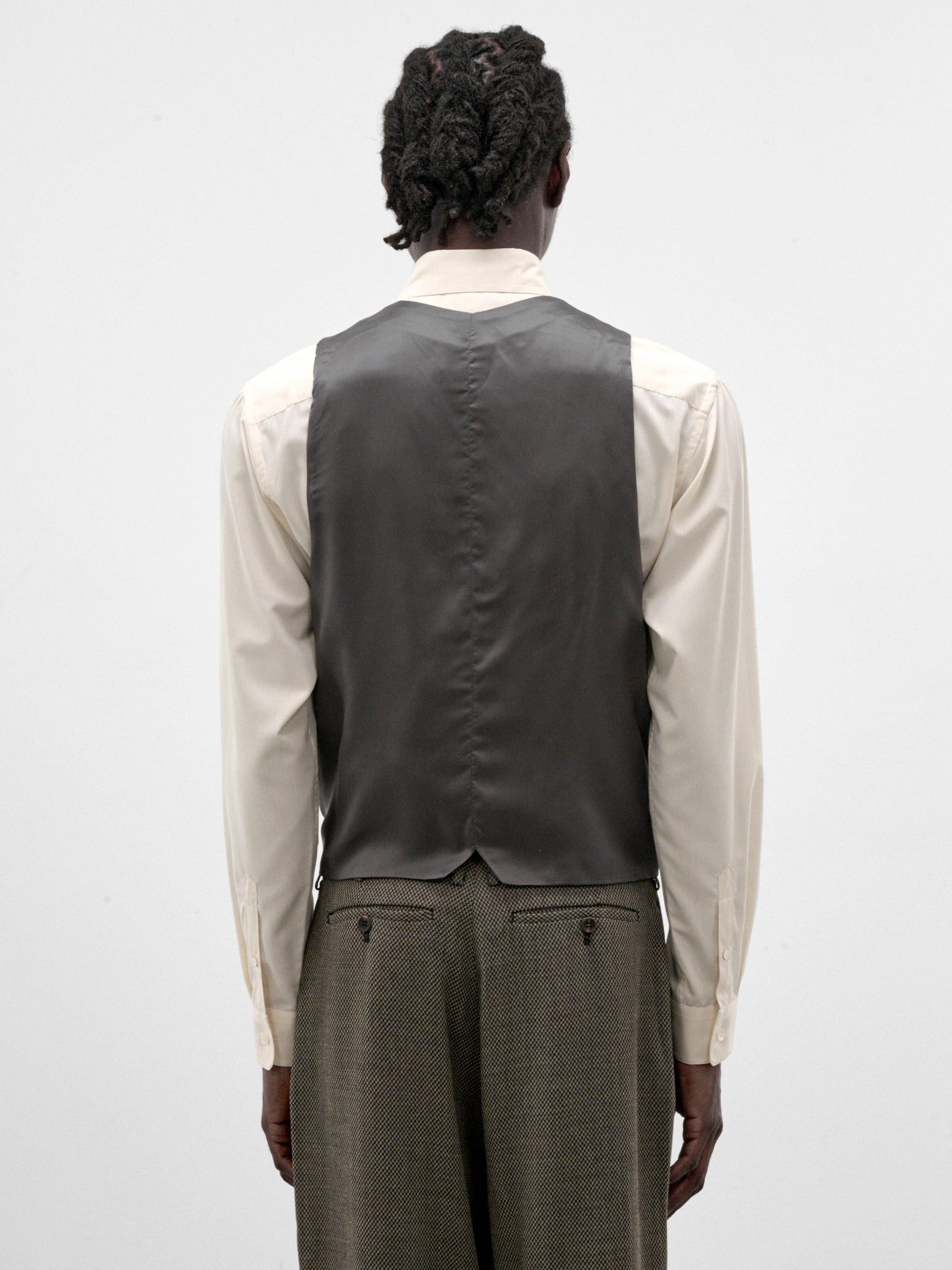 Gray Wool Dobby Waistcoat Vest (S26AW06VE-DOBBY-GREY)