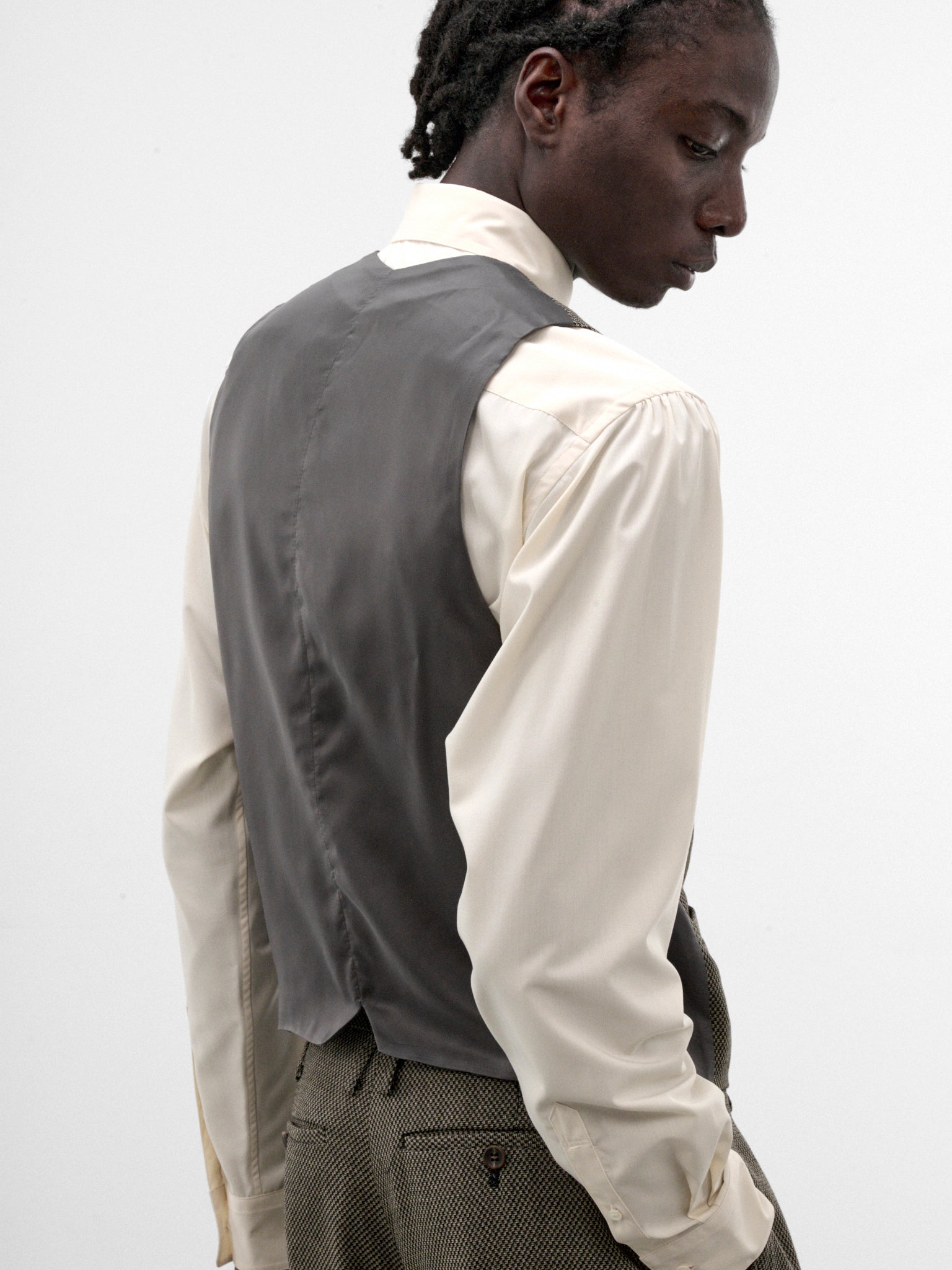 Gray Wool Dobby Waistcoat Vest (S26AW06VE-DOBBY-GREY)