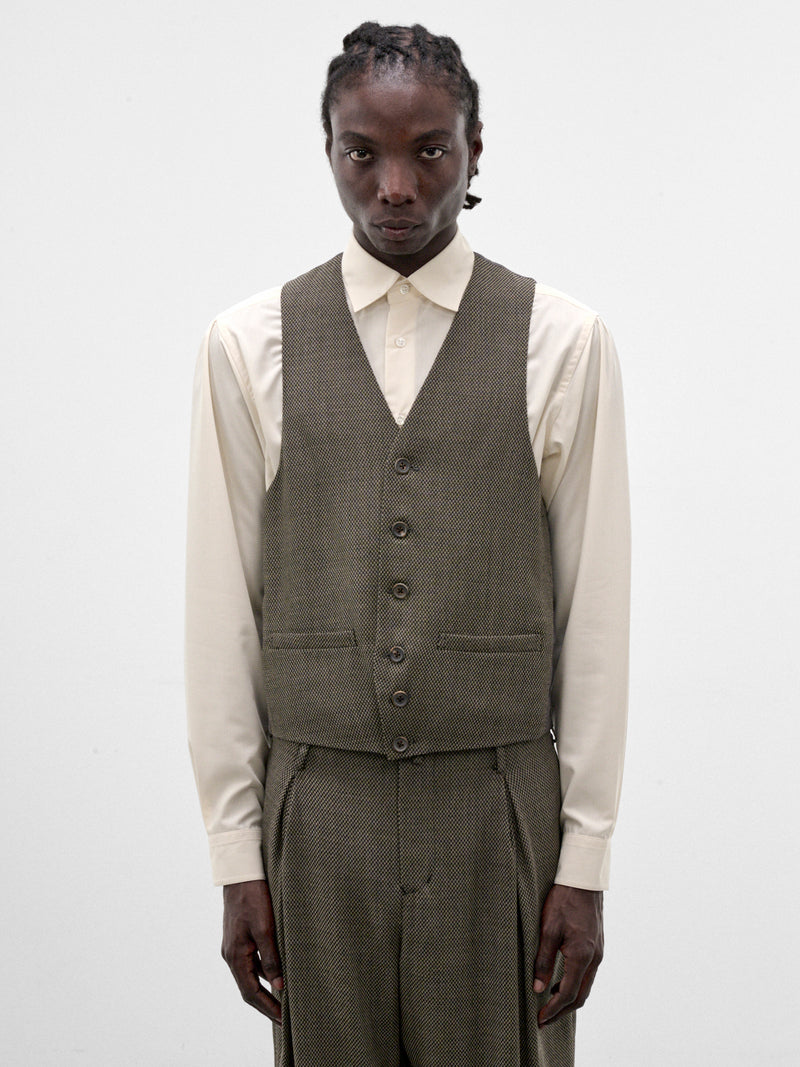 Gray Wool Dobby Waistcoat Vest (S26AW06VE-DOBBY-GREY)