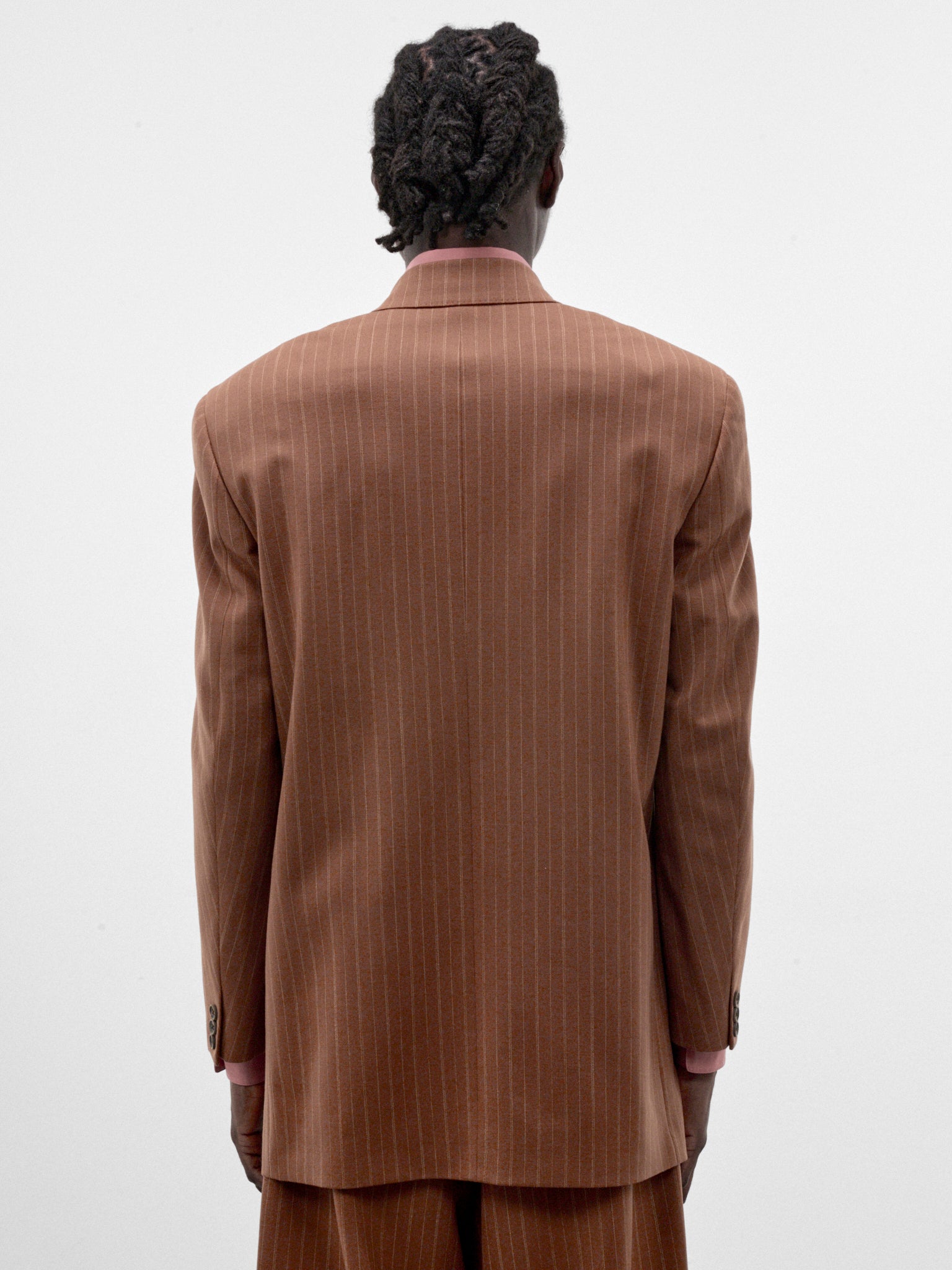 Brown Wool Pinstripe Blazer (S26AW08JKT-VW-BROWN)