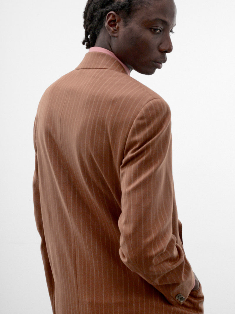 Brown Wool Pinstripe Blazer (S26AW08JKT-VW-BROWN)