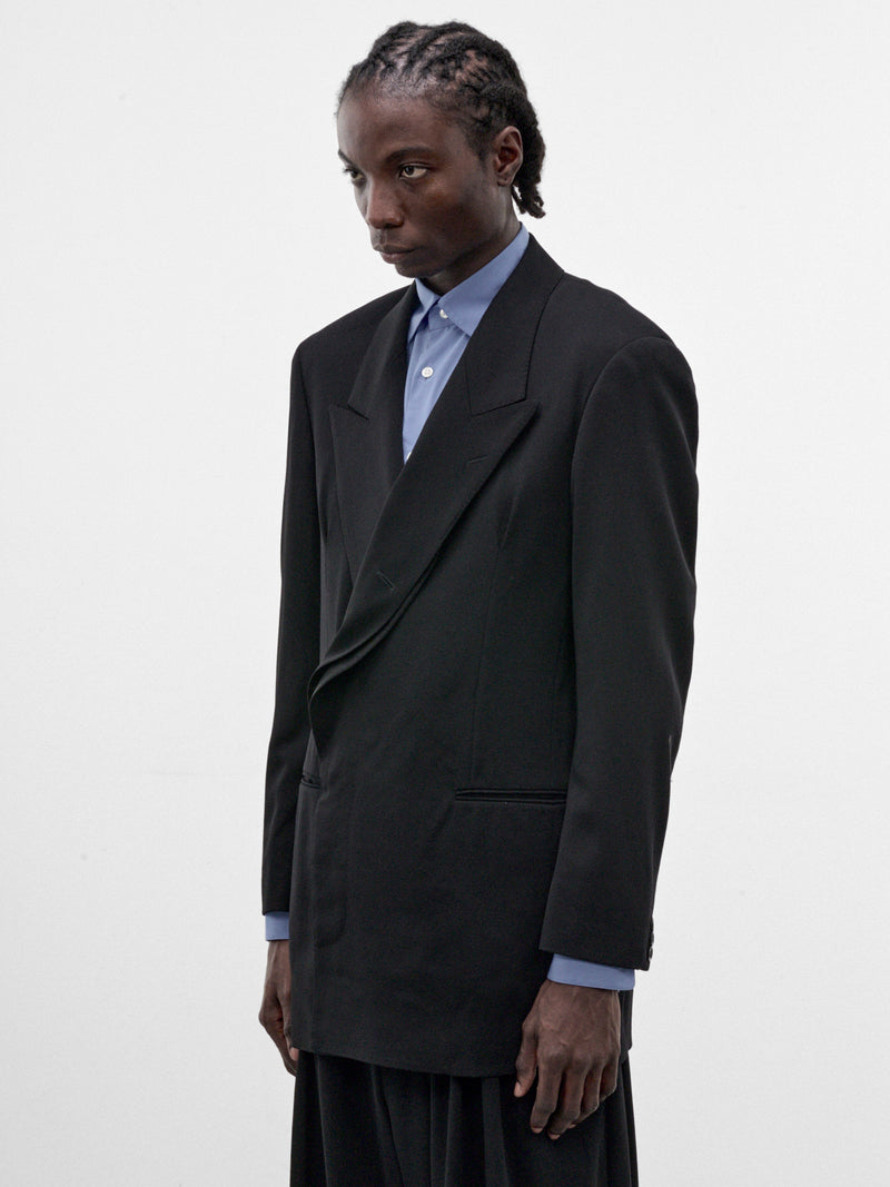 Black Wool Peaked Lapel Blazer (S26AW08JKT-W-BLACK)