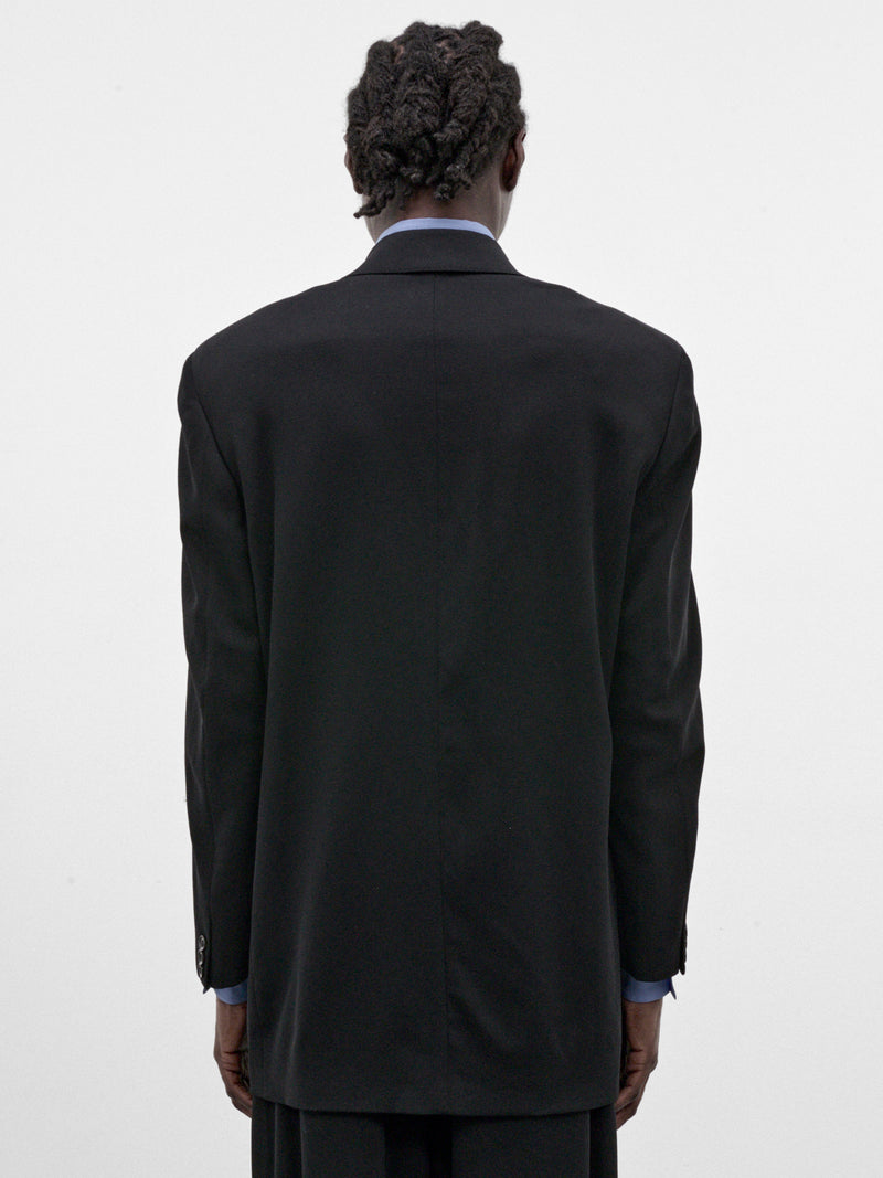 Black Wool Peaked Lapel Blazer (S26AW08JKT-W-BLACK)