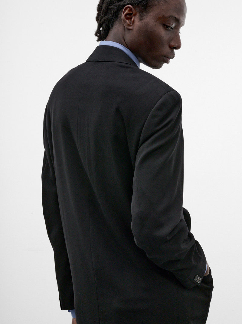 Black Wool Peaked Lapel Blazer (S26AW08JKT-W-BLACK)