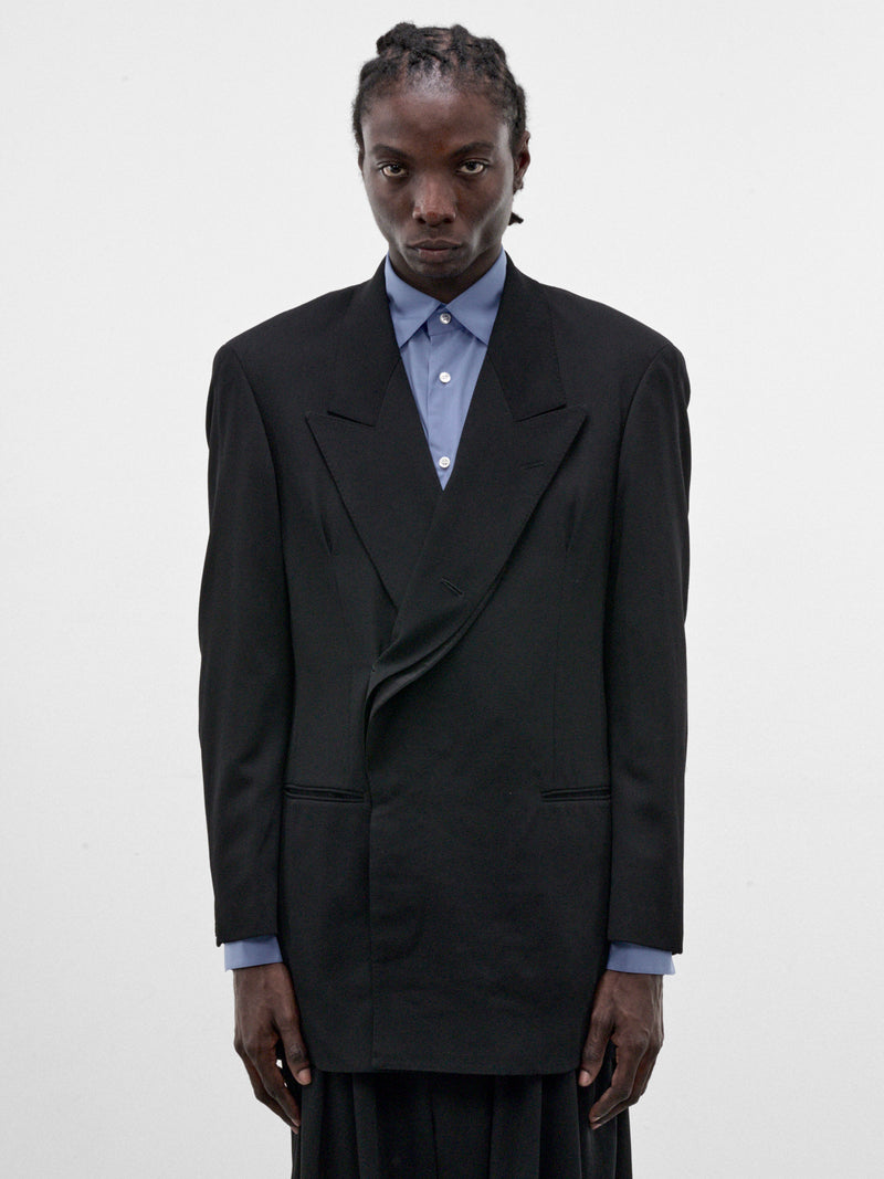 Black Wool Peaked Lapel Blazer (S26AW08JKT-W-BLACK)