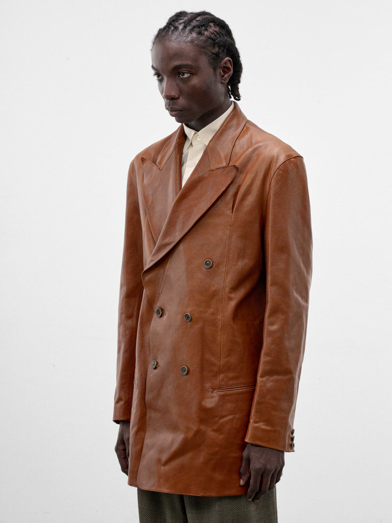 Camel Leather Double-Breasted Jacket (S26AW11JKT-CAMEL)