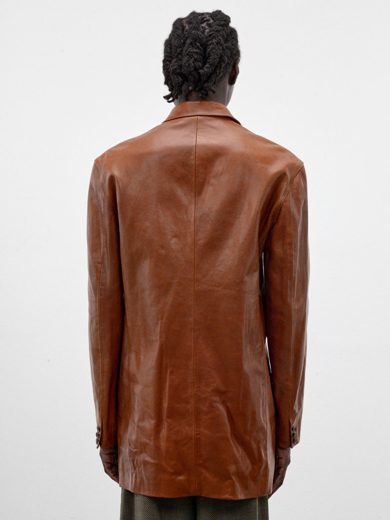 Camel Leather Double-Breasted Jacket (S26AW11JKT-CAMEL)
