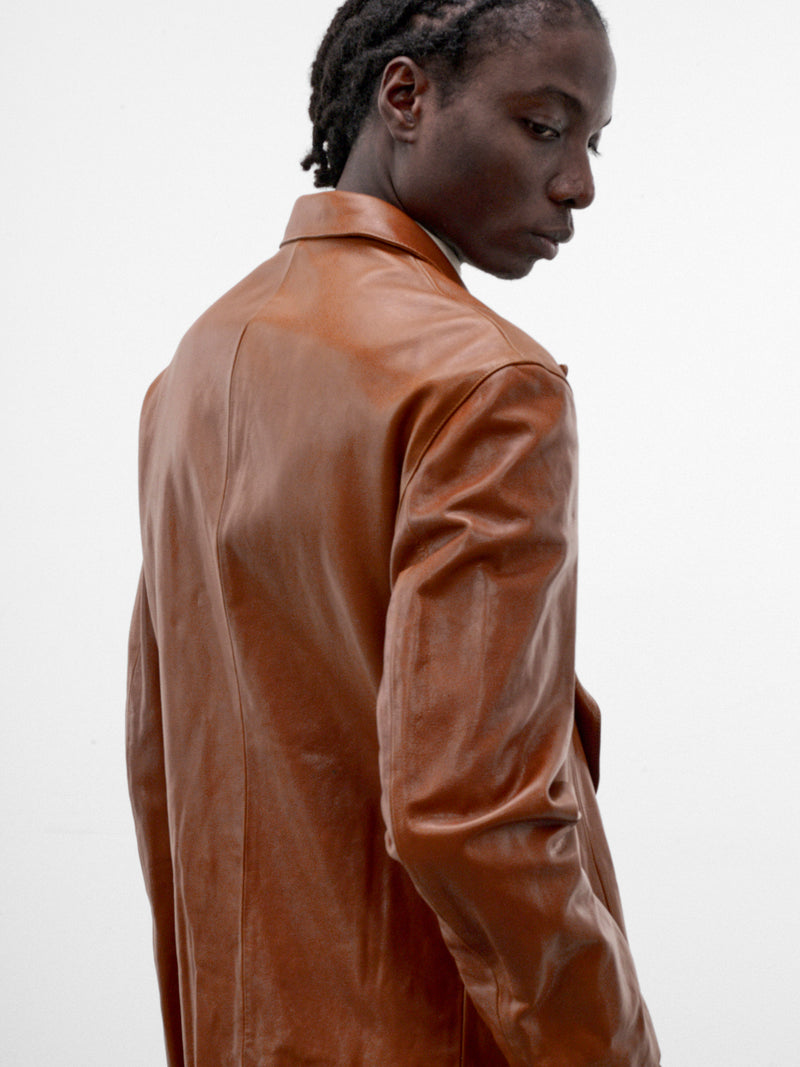 Camel Leather Double-Breasted Jacket (S26AW11JKT-CAMEL)