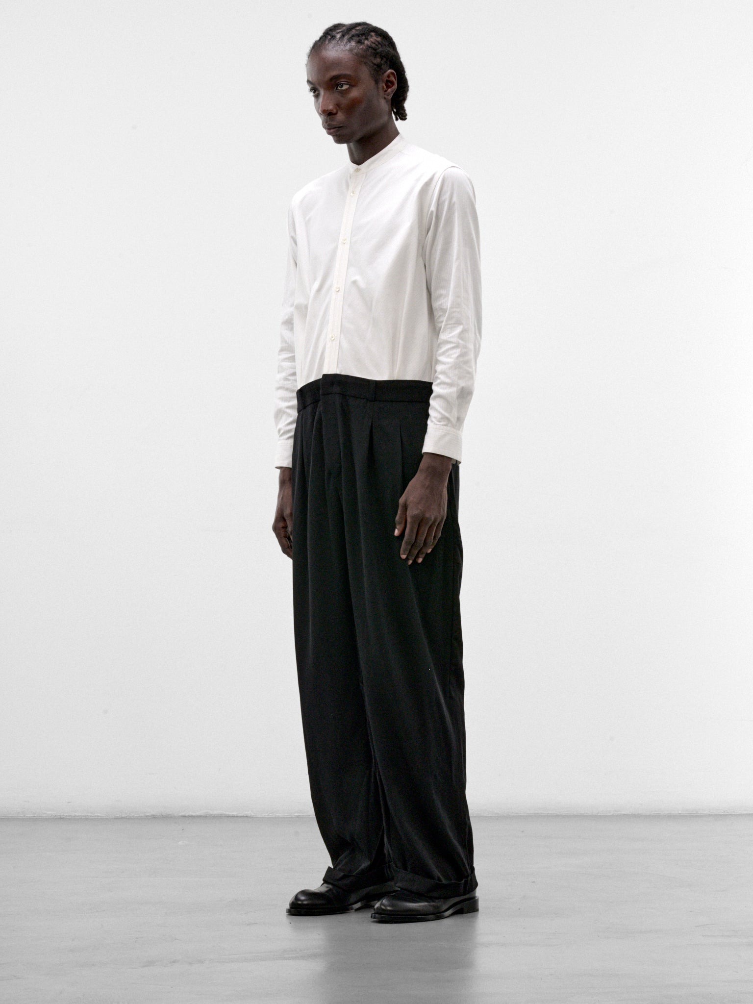 White Curtain-Waist Jumpsuit (S26AW14JS-WHITE-BLACK)