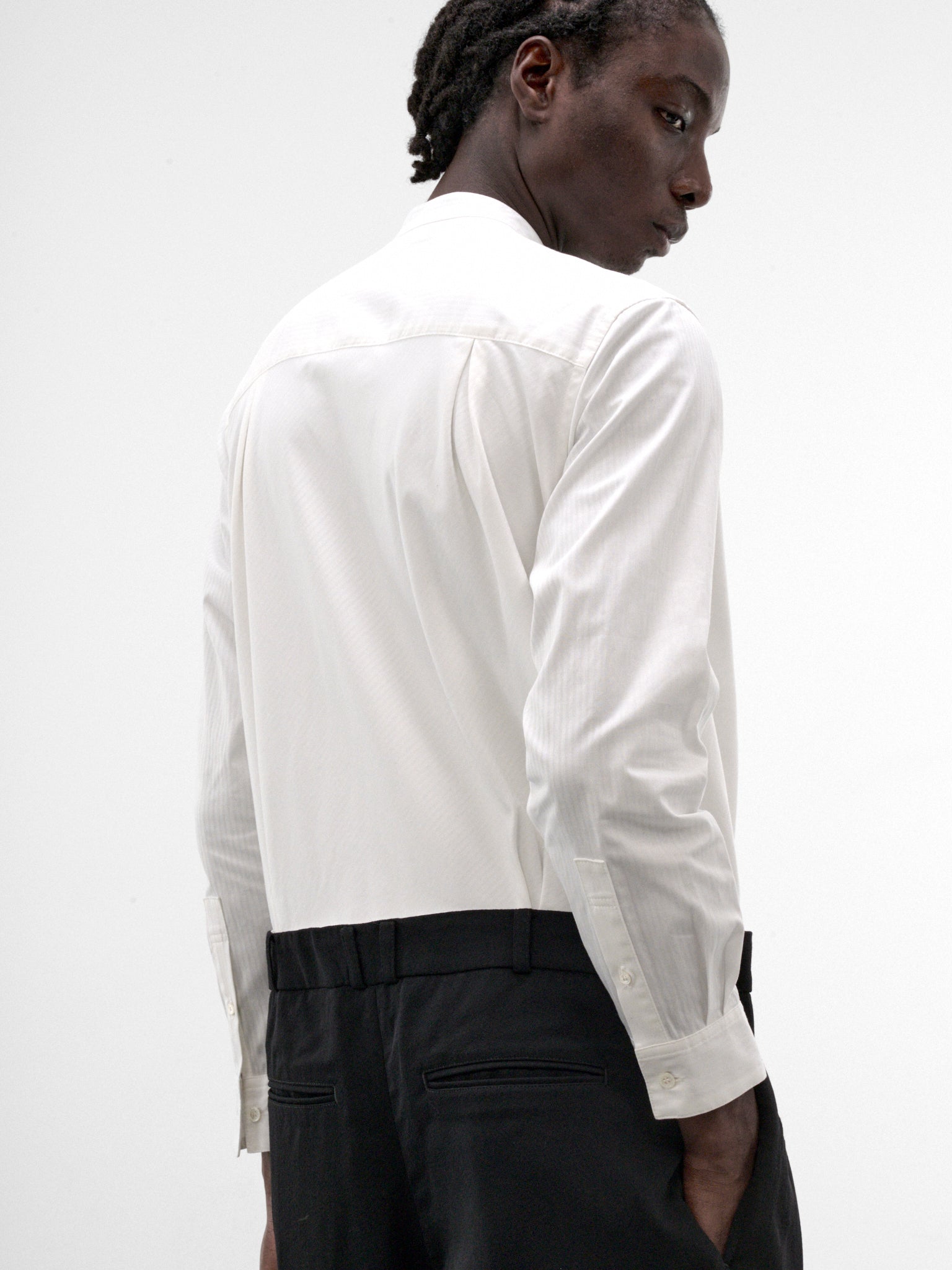 White Curtain-Waist Jumpsuit (S26AW14JS-WHITE-BLACK)