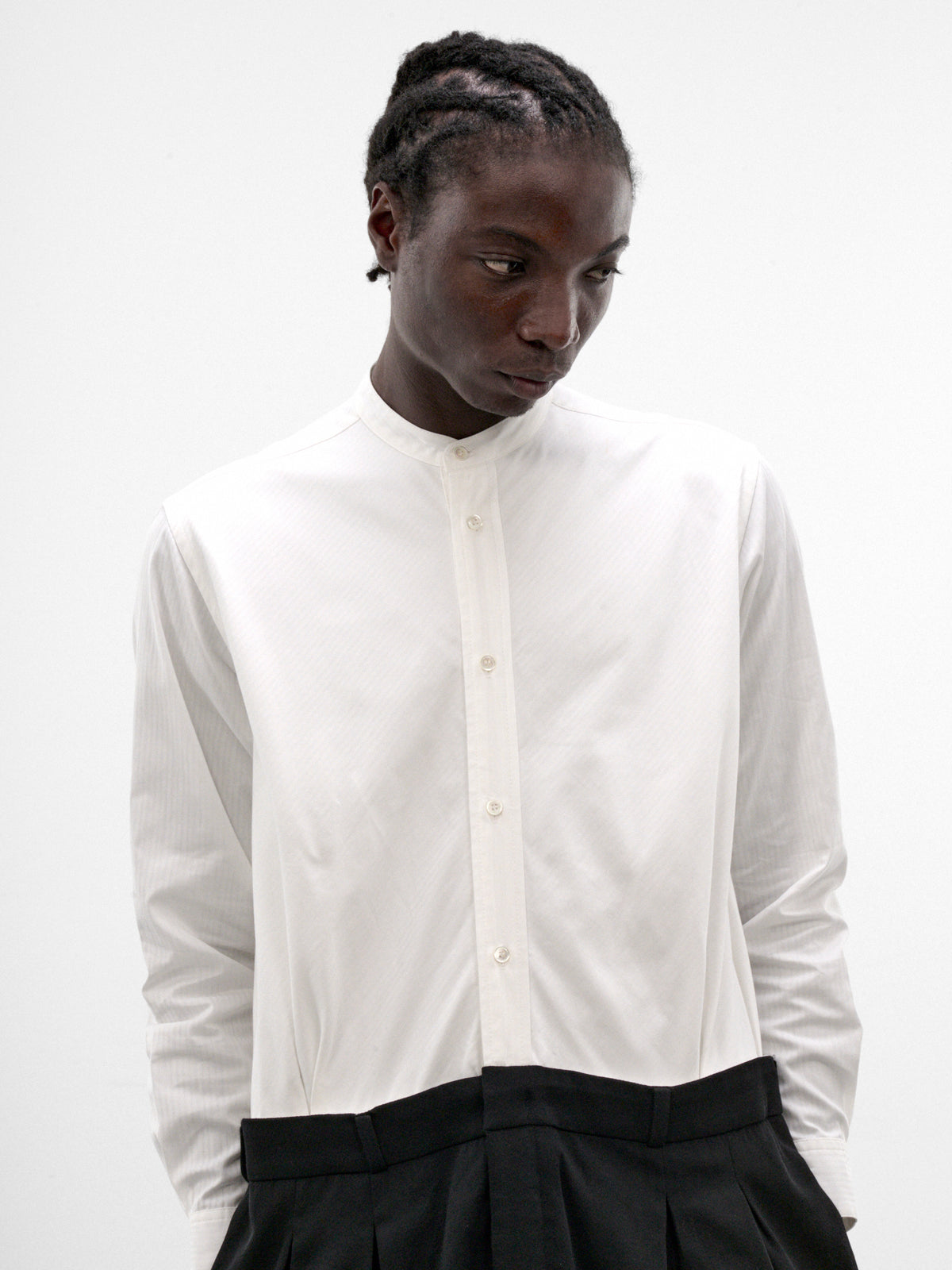 White Curtain-Waist Jumpsuit (S26AW14JS-WHITE-BLACK)