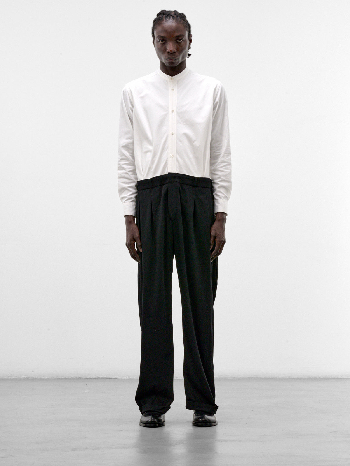 White Curtain-Waist Jumpsuit (S26AW14JS-WHITE-BLACK)