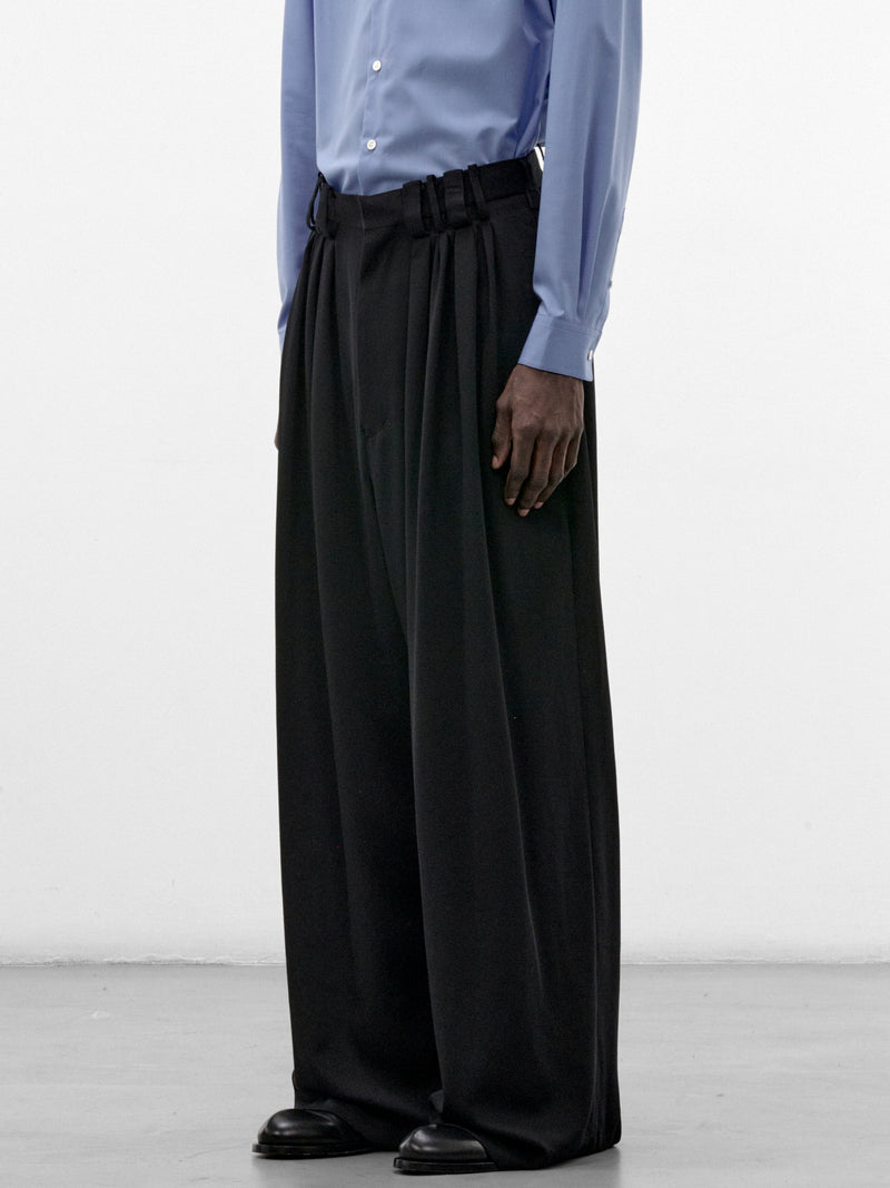 Black Wool Eight-Tuck Trousers (S26AW20PT-W-BLACK)