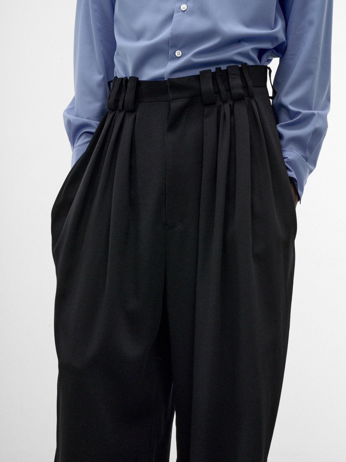 Black Wool Eight-Tuck Trousers (S26AW20PT-W-BLACK)