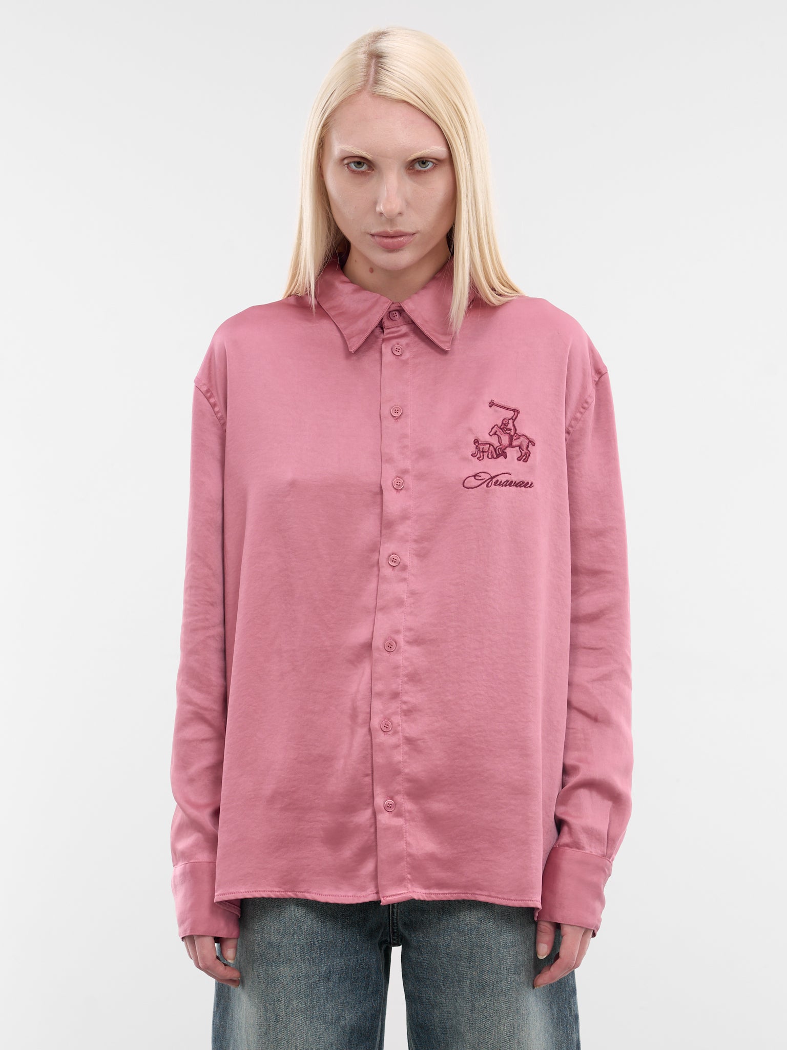 AVAVAV Pink Satin Embroidered Shirt | H.Lorenzo - front