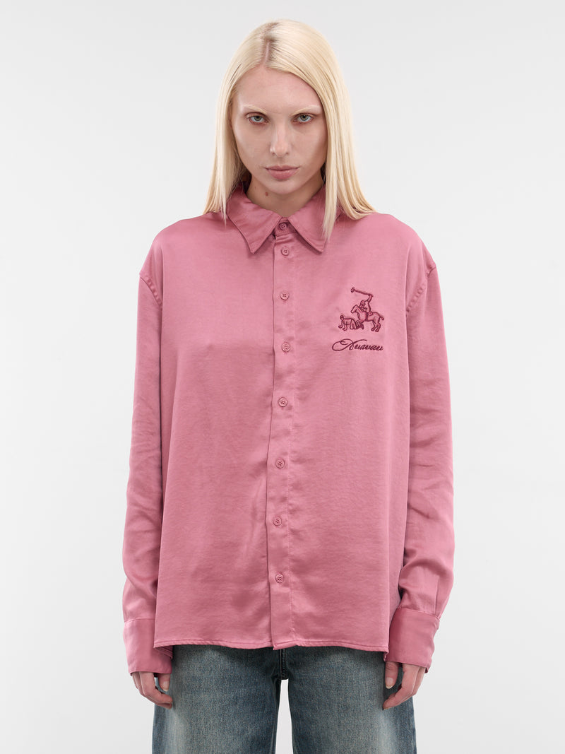 AVAVAV Pink Satin Embroidered Shirt | H.Lorenzo - front