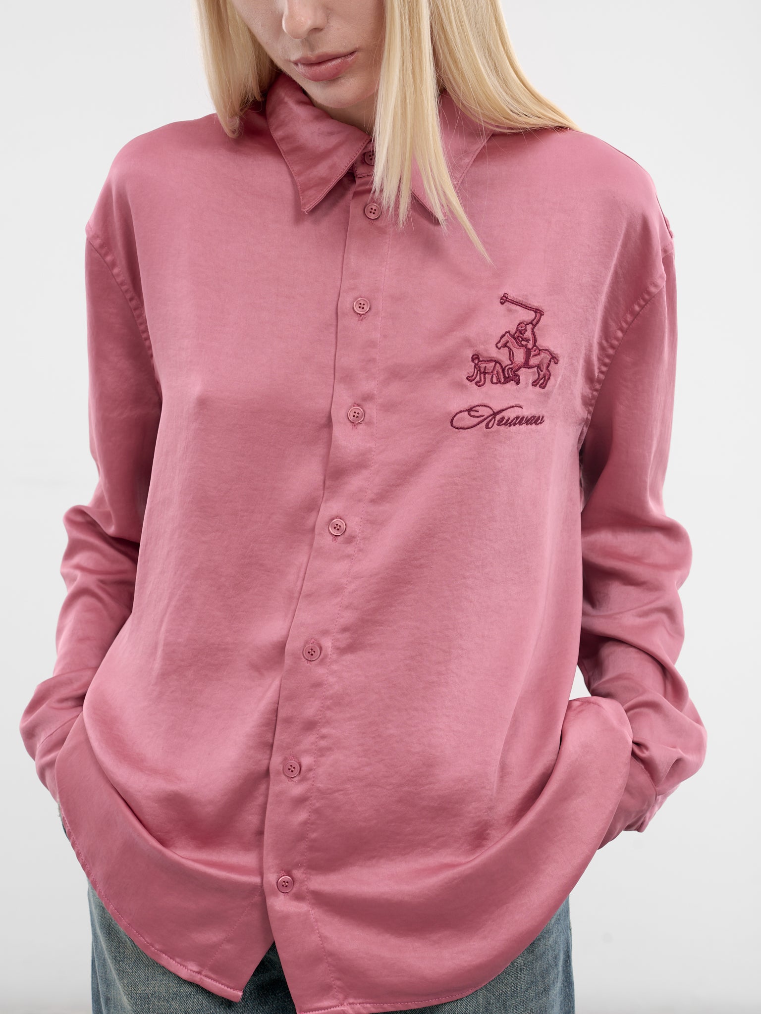 AVAVAV Pink Satin Embroidered Shirt | H.Lorenzo - detail 1