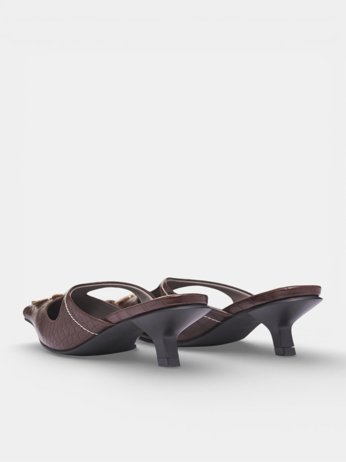 Chestnut Croc-Embossed Heeled Mules (S26SH01CH-CHESTNUT)