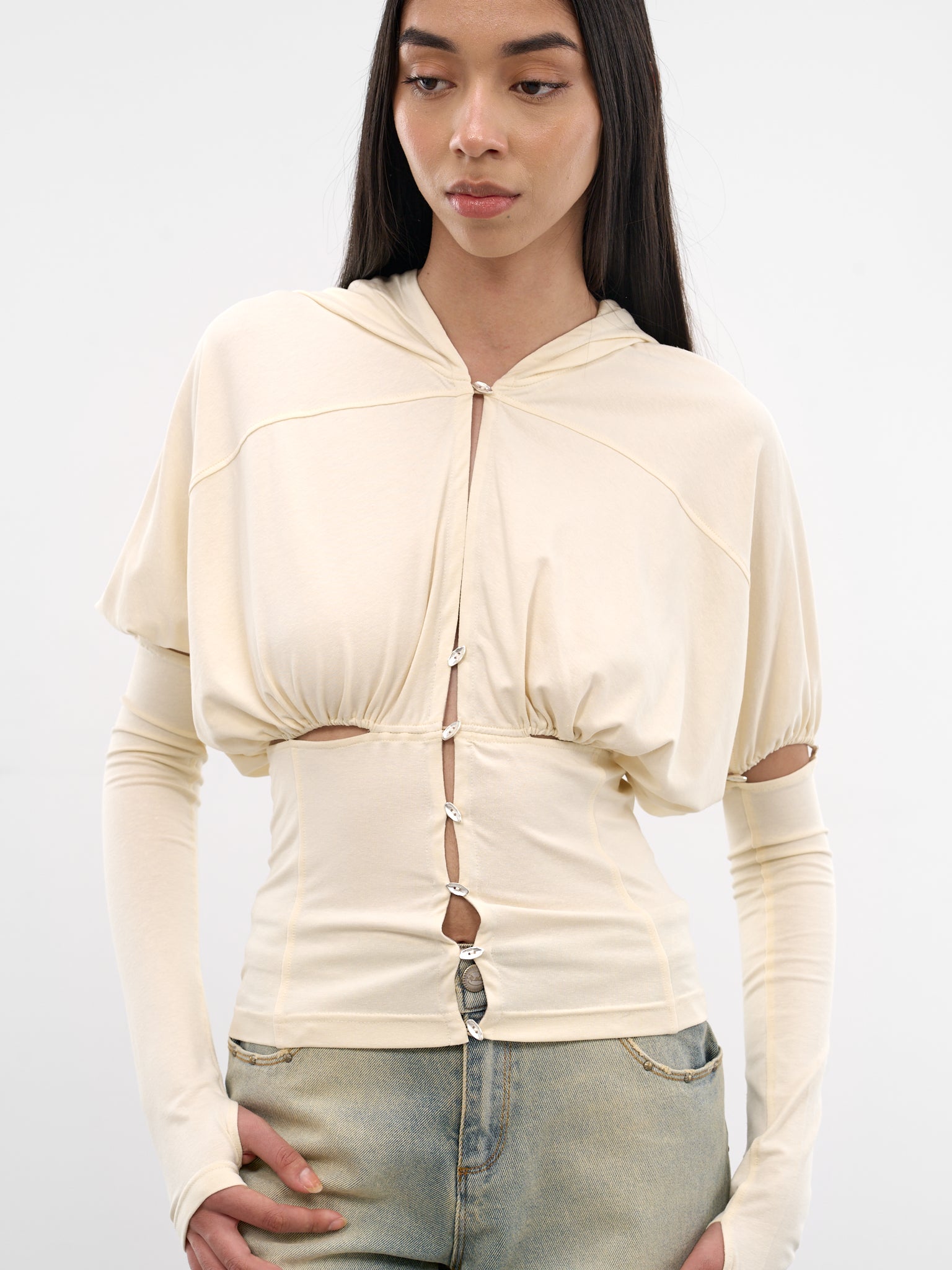 Detachable Sleeve Combo Hooded Jacket (S26WV09BO-BONE)