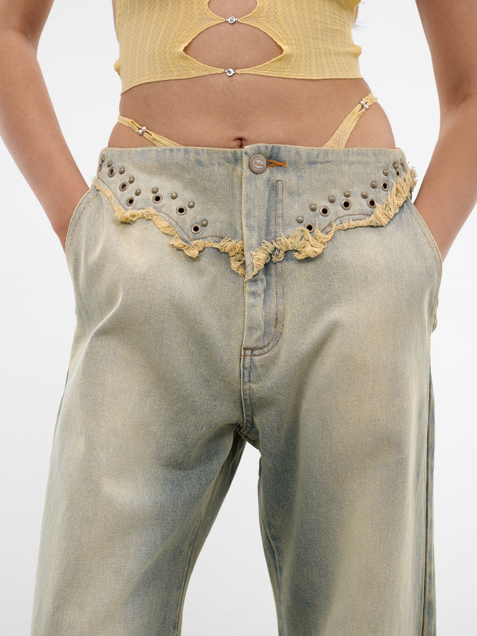 Blue G-String Rivets Bend Jeans (S26WV25SU-SUN-FADED-BLUE)