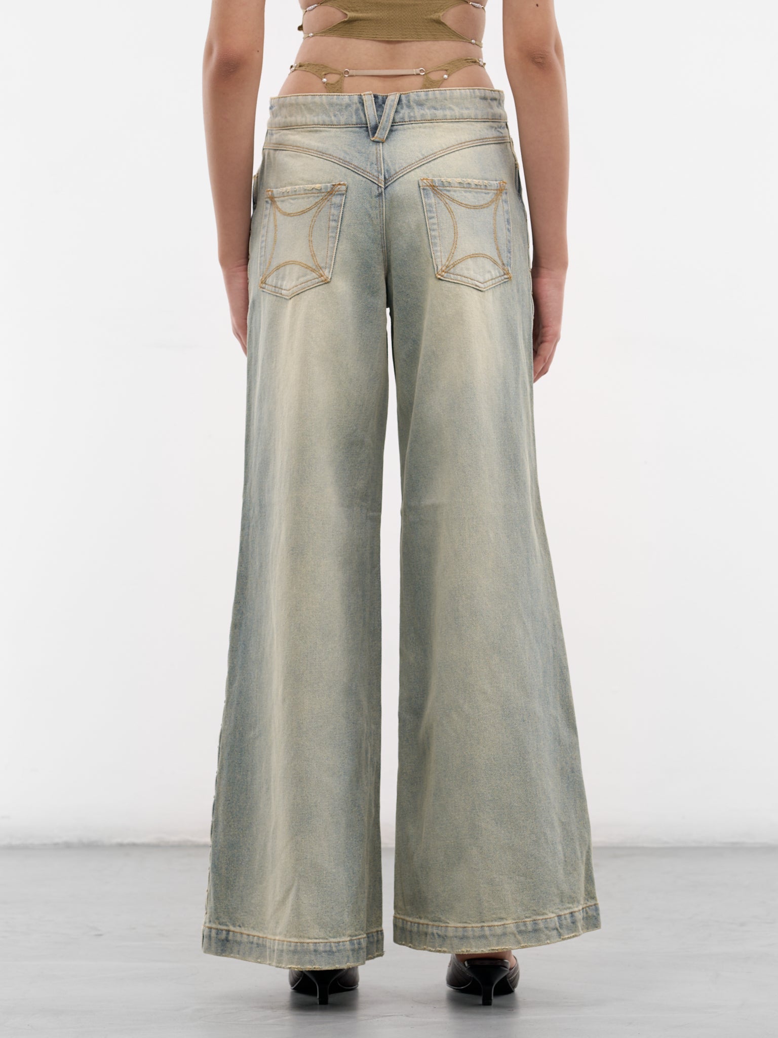 Blue Baggy G-String Rivets Jeans (S26WV26SU-SUN-FADED-BLUE)