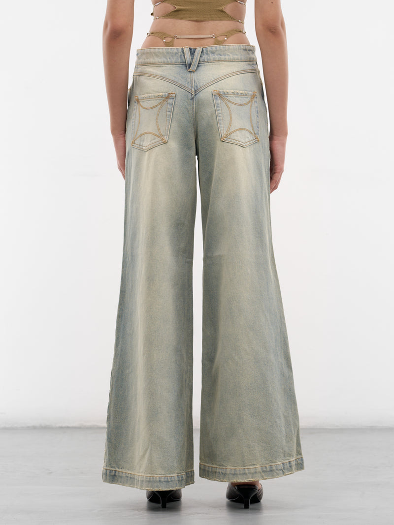 Blue Baggy G-String Rivets Jeans (S26WV26SU-SUN-FADED-BLUE)