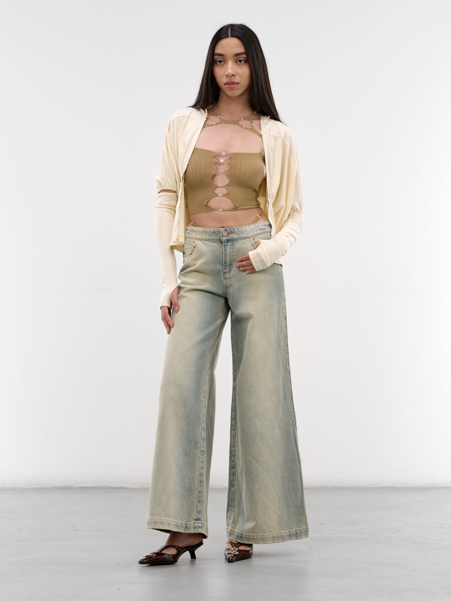 Blue Baggy G-String Rivets Jeans (S26WV26SU-SUN-FADED-BLUE)