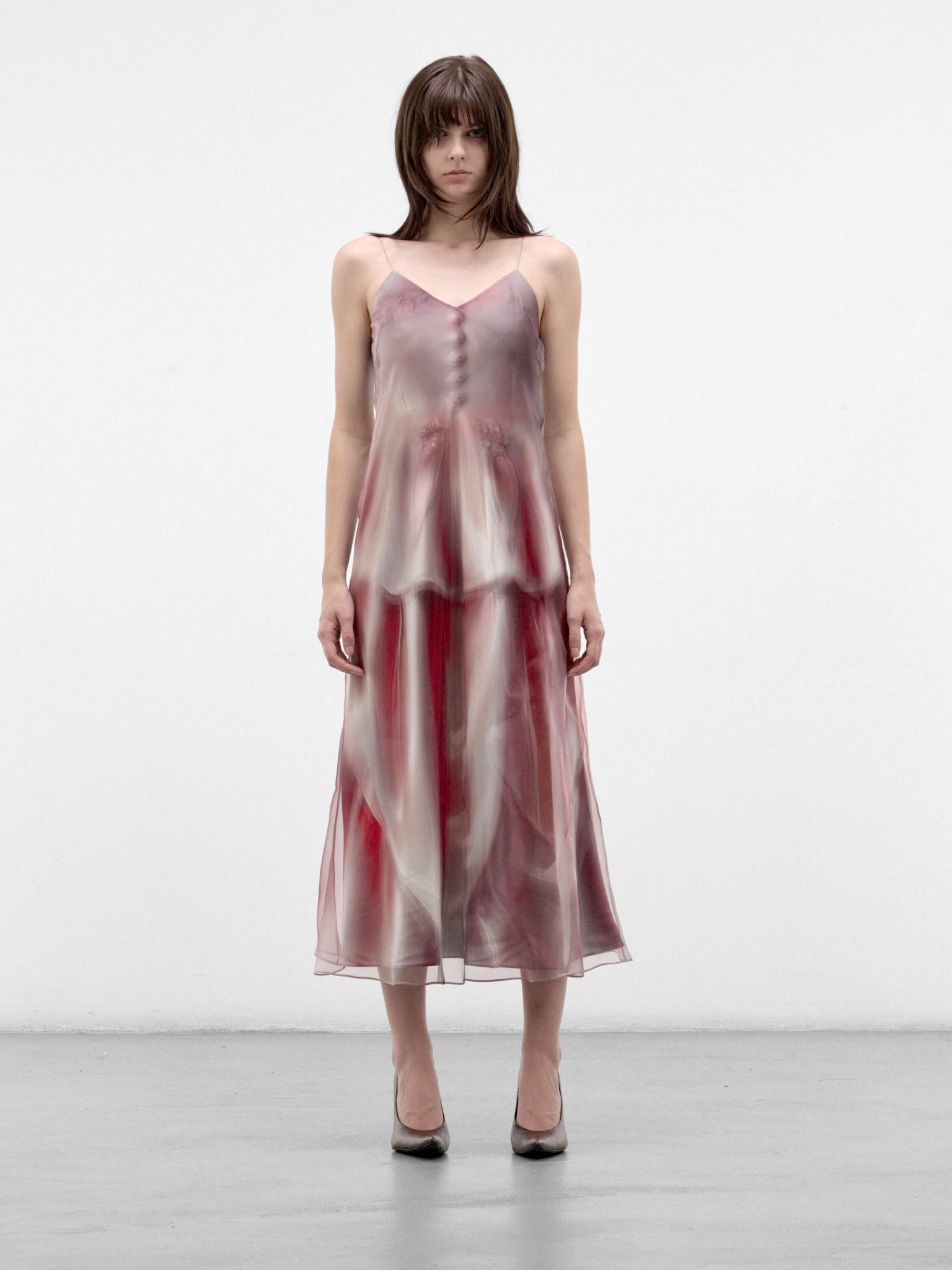 Multicolor Sheer Organza Midi Dress (S29DD0094-M36187-MULTI)