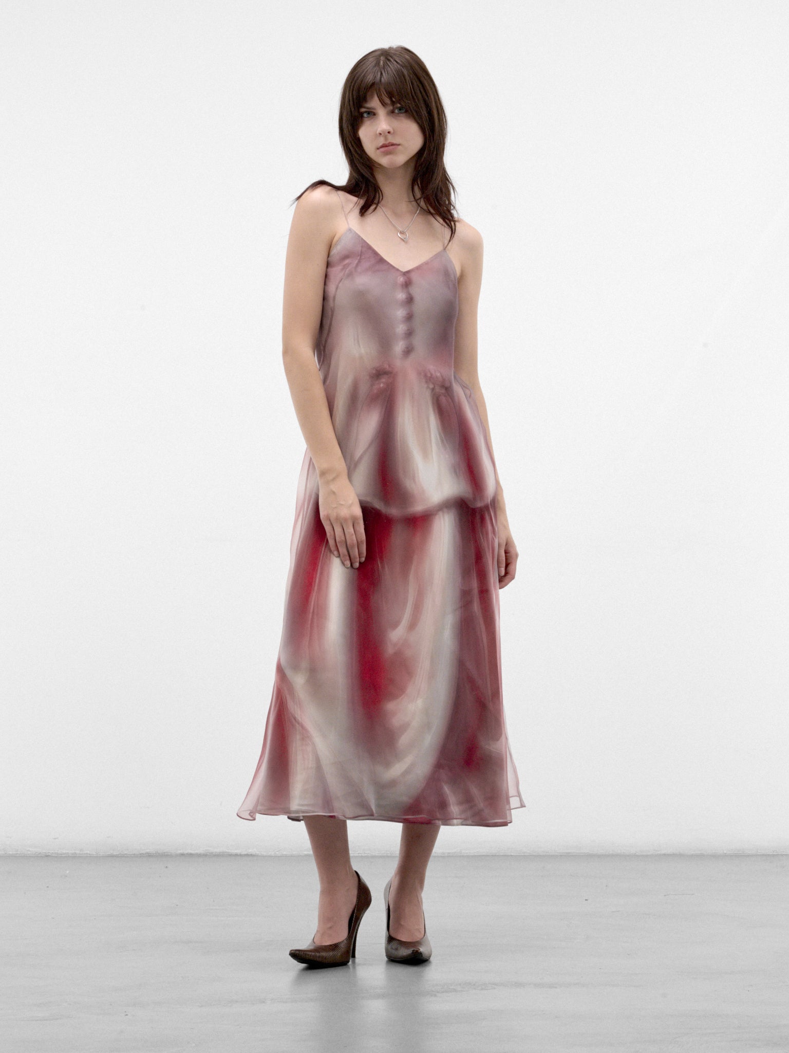 Multicolor Sheer Organza Midi Dress (S29DD0094-M36187-MULTI)