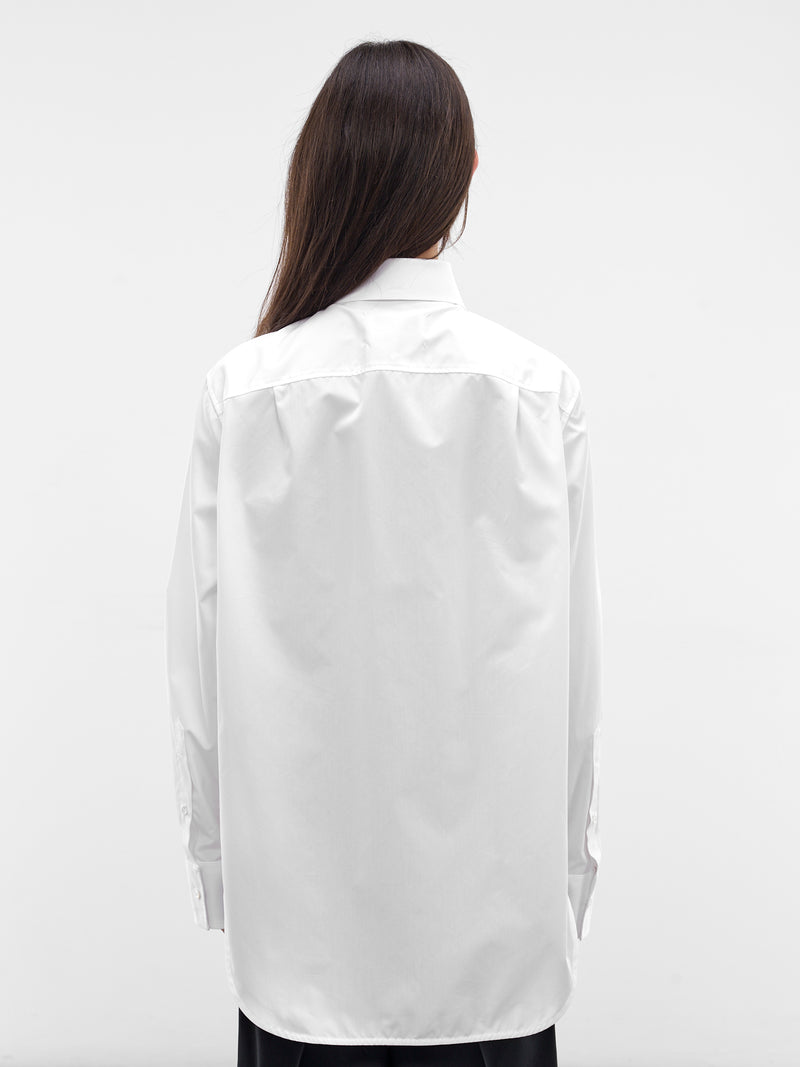 White Folded V-Neck Collar Shirt (S29DT0018-S43001-100-WHITE)