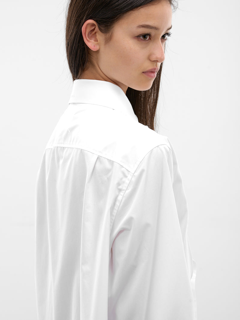 White Folded V-Neck Collar Shirt (S29DT0018-S43001-100-WHITE)
