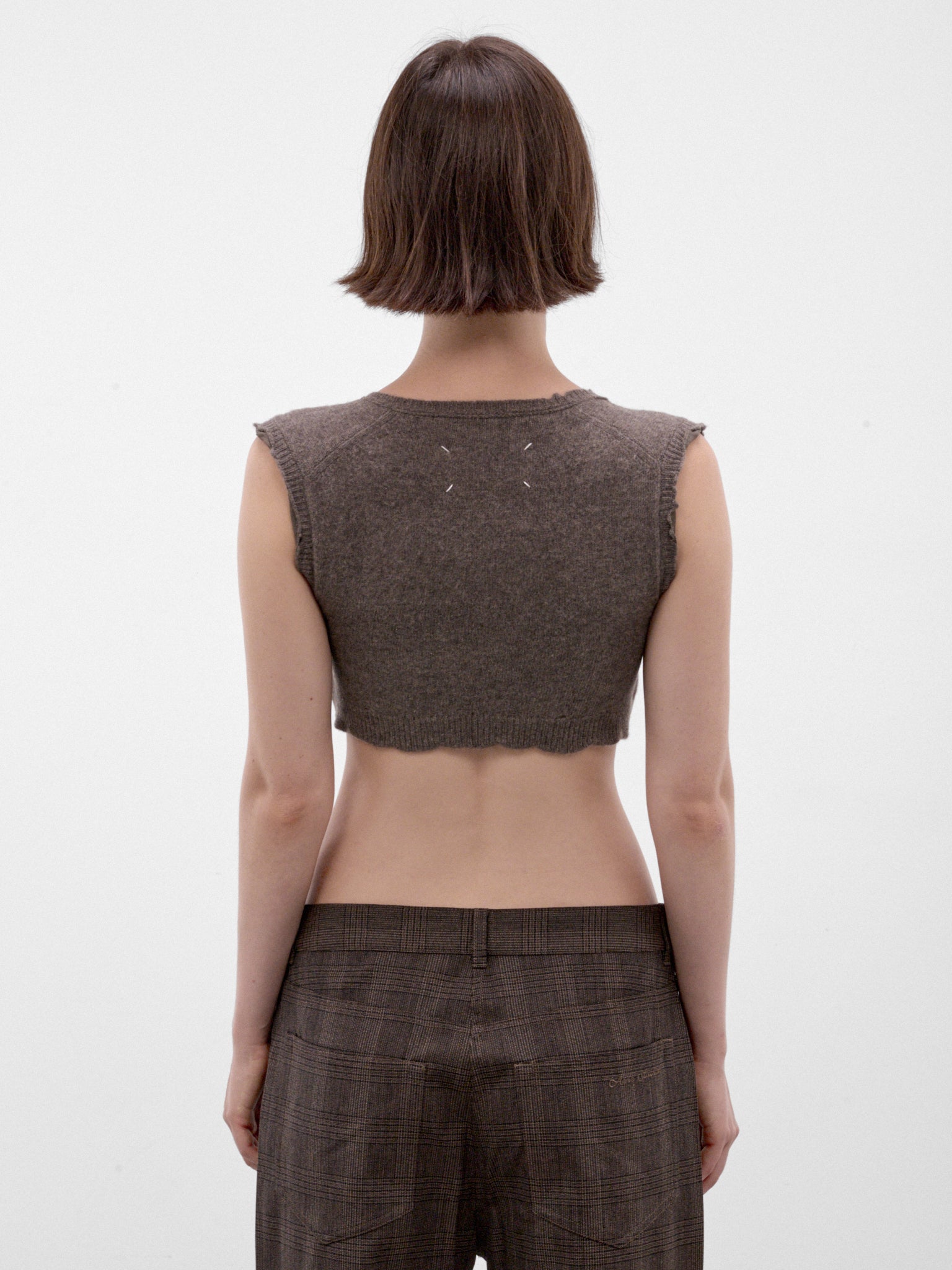 Brown Cropped Knit Tank Top (S29FB0112-M13337-MUD)