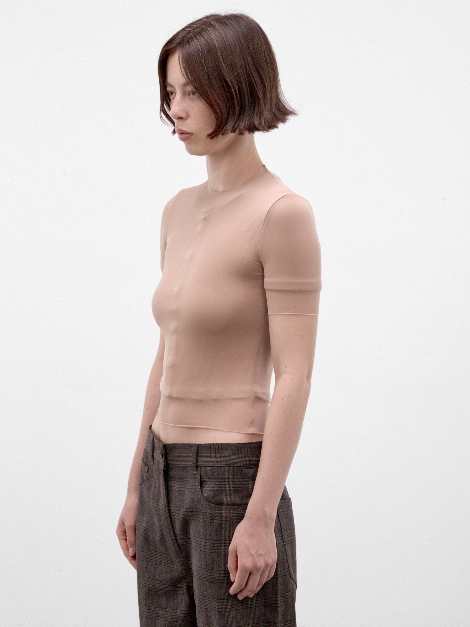 Nude Cropped Layered Cardigan Tee (S29GC0321-M20274-NUDE)