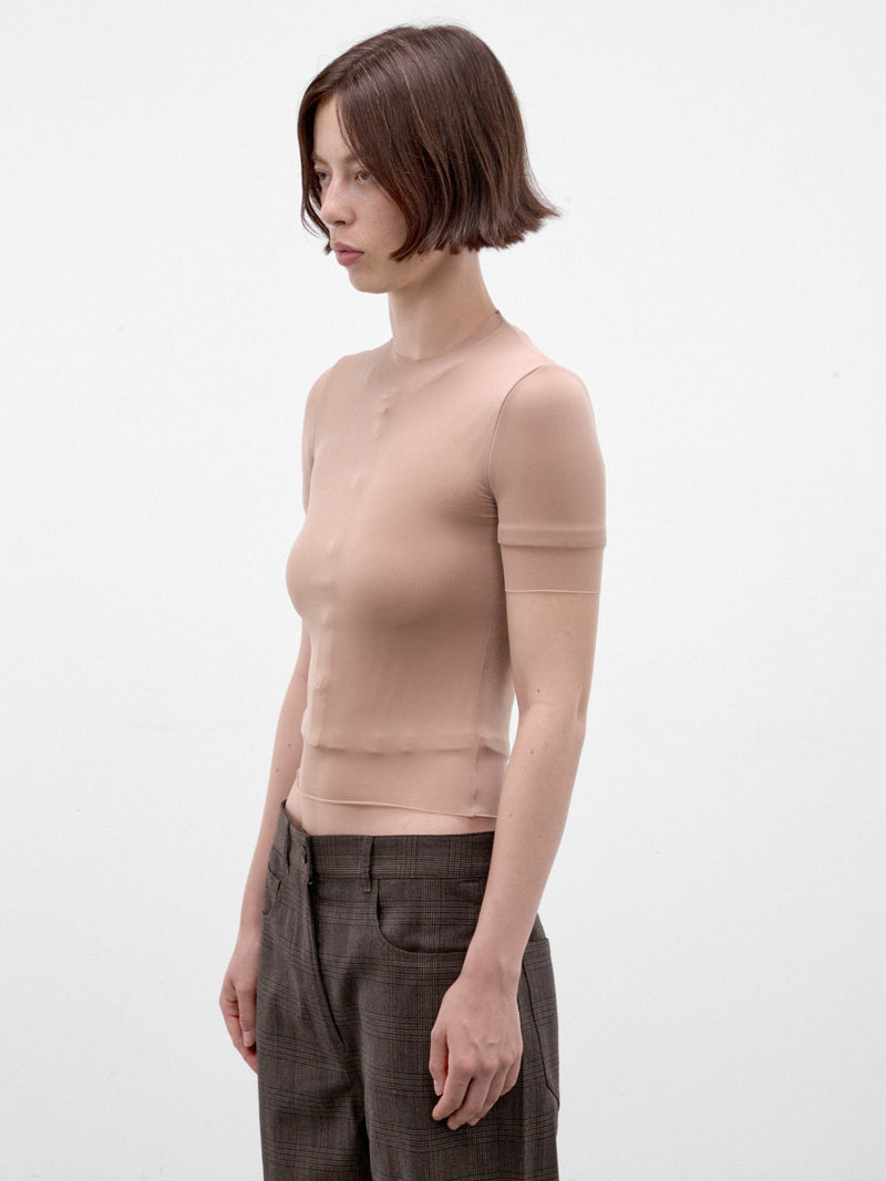 Nude Cropped Layered Cardigan Tee (S29GC0321-M20274-NUDE)